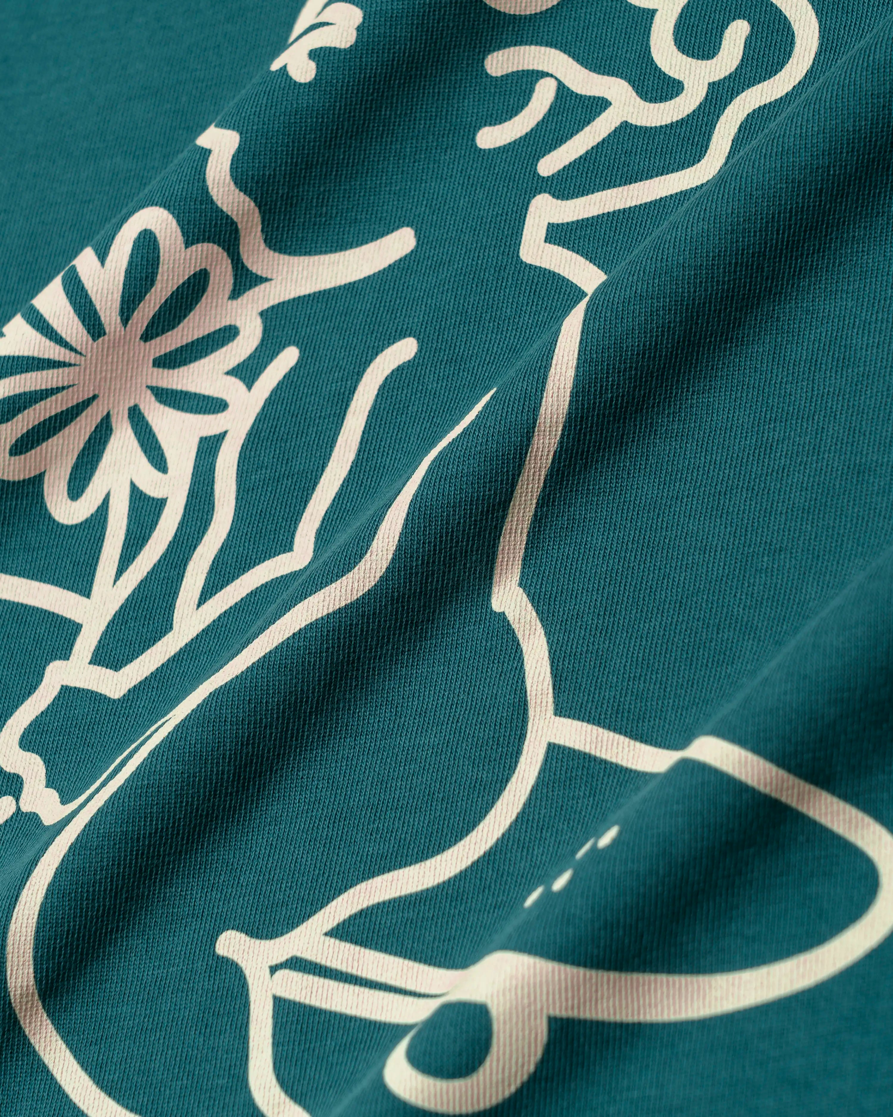 100% cotton, 240 g/m²
Soft feel with a slightly structured shape
Petrol color with off-white "First Word" print
Pre-shrunk to hold its shape after washing
Reinforced collar and double-stitched hems for durability
Unisex fit
Made in Portugal