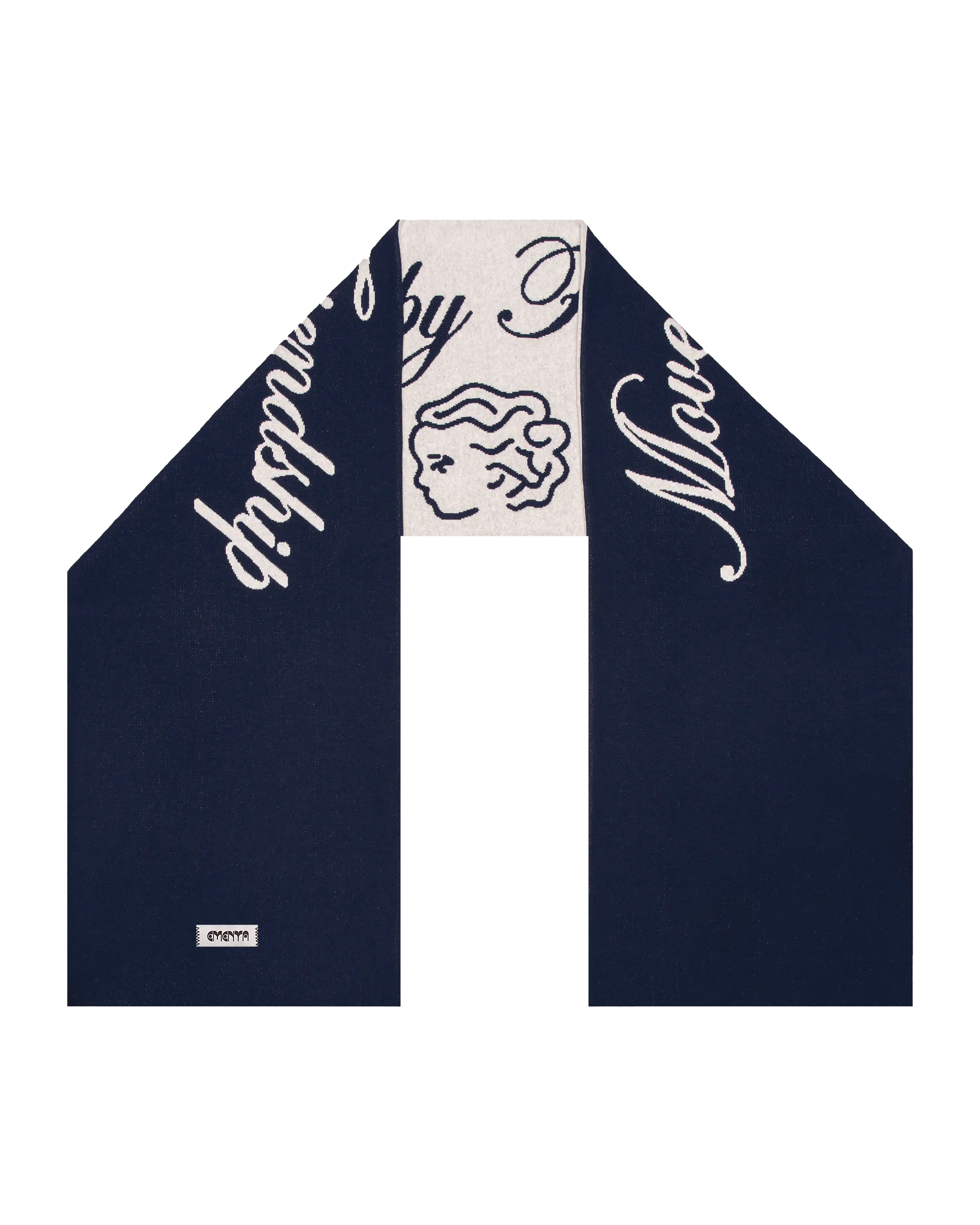 Made from 100% organic cotton for a soft, warm, and ultra-comfortable feel
Double-layered fabric for a heavyweight, warm, and durable construction
Reversible design with a dark blue side featuring off-white tonal details and an off-white side with dark blue detailing
Signature Ikon logo with the motto "Moved by Friendship" and Ementa’s founding date
Machine washable in cold water for easy care and long-lasting quality
Length: 200cm; Width: 40cm