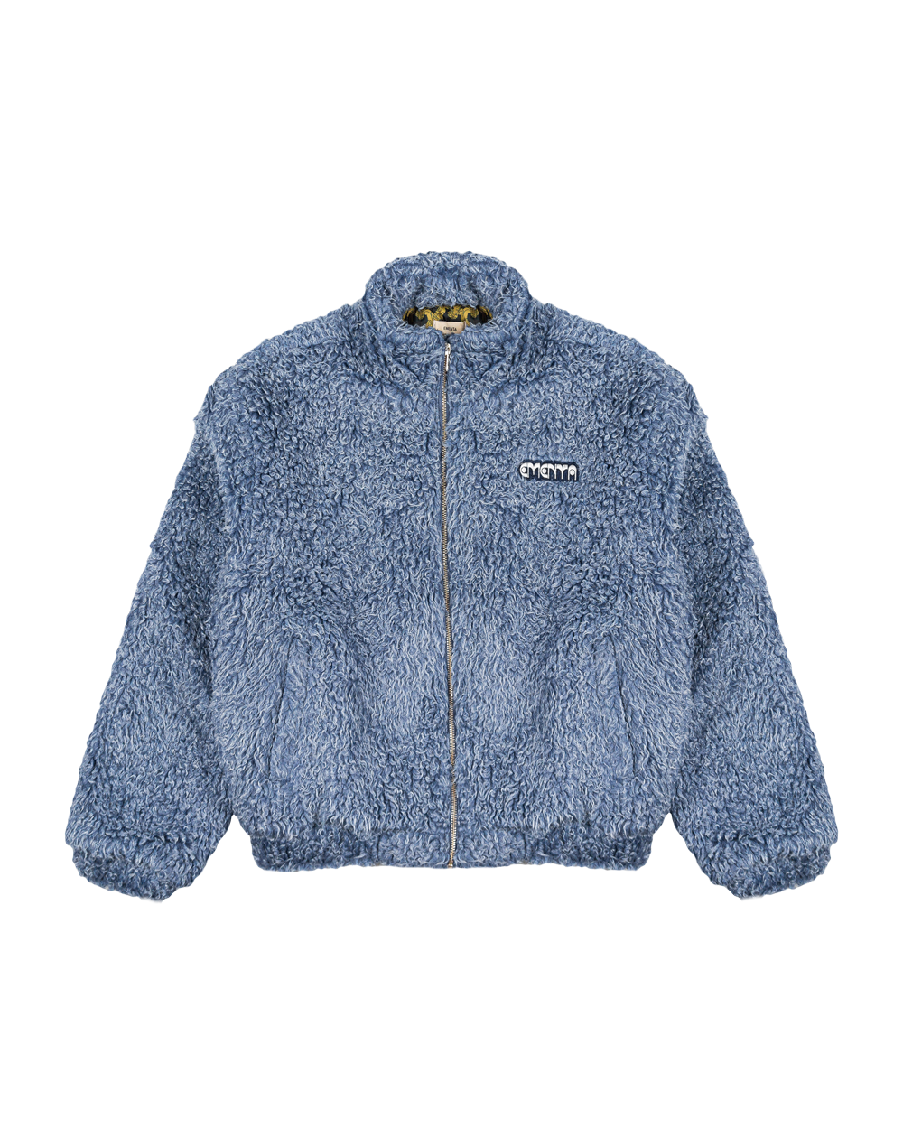The Poncha Jacket is designed for warmth and comfort with its soft blue fur exterior. Inside, it features diamond stitching for added texture and durability.
It offers adjustable wrists and hips for a customizable fit, along with two exterior pockets and an interior pocket for convenient storage.