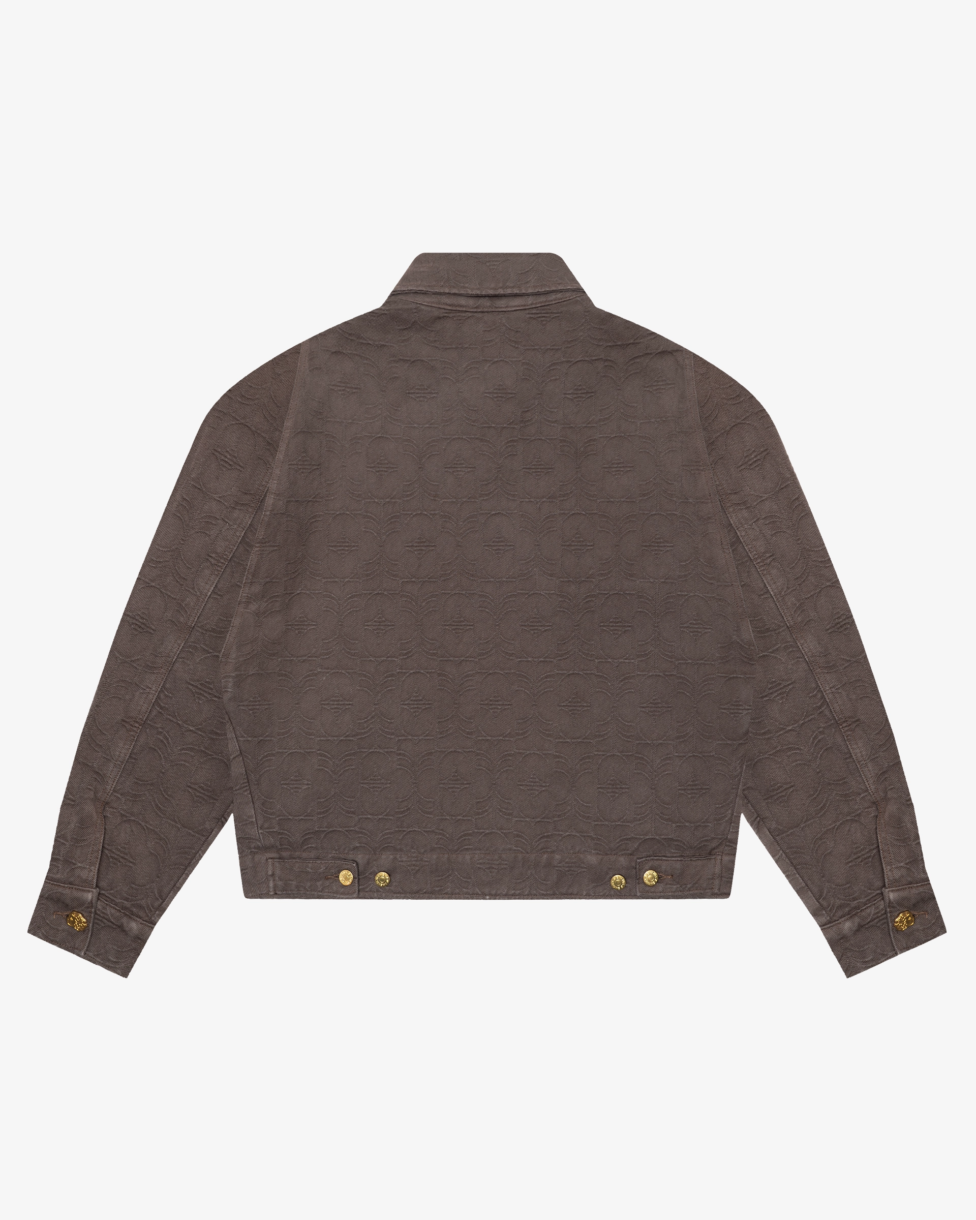 Zip-up jacket from the Flourish collection, suitable for layering across seasons.
Cotton jacquard fabric with a structured feel and an all-over tonal woven Flourish pattern.
Relaxed fit with a straight silhouette for comfortable layering.
Two front welt pockets, full metal zip closure, adjustable hem tabs, and custom metal button details on the cuffs.
Chocolate colourway with a tonal jacquard finish throughout.
Made in Portugal.