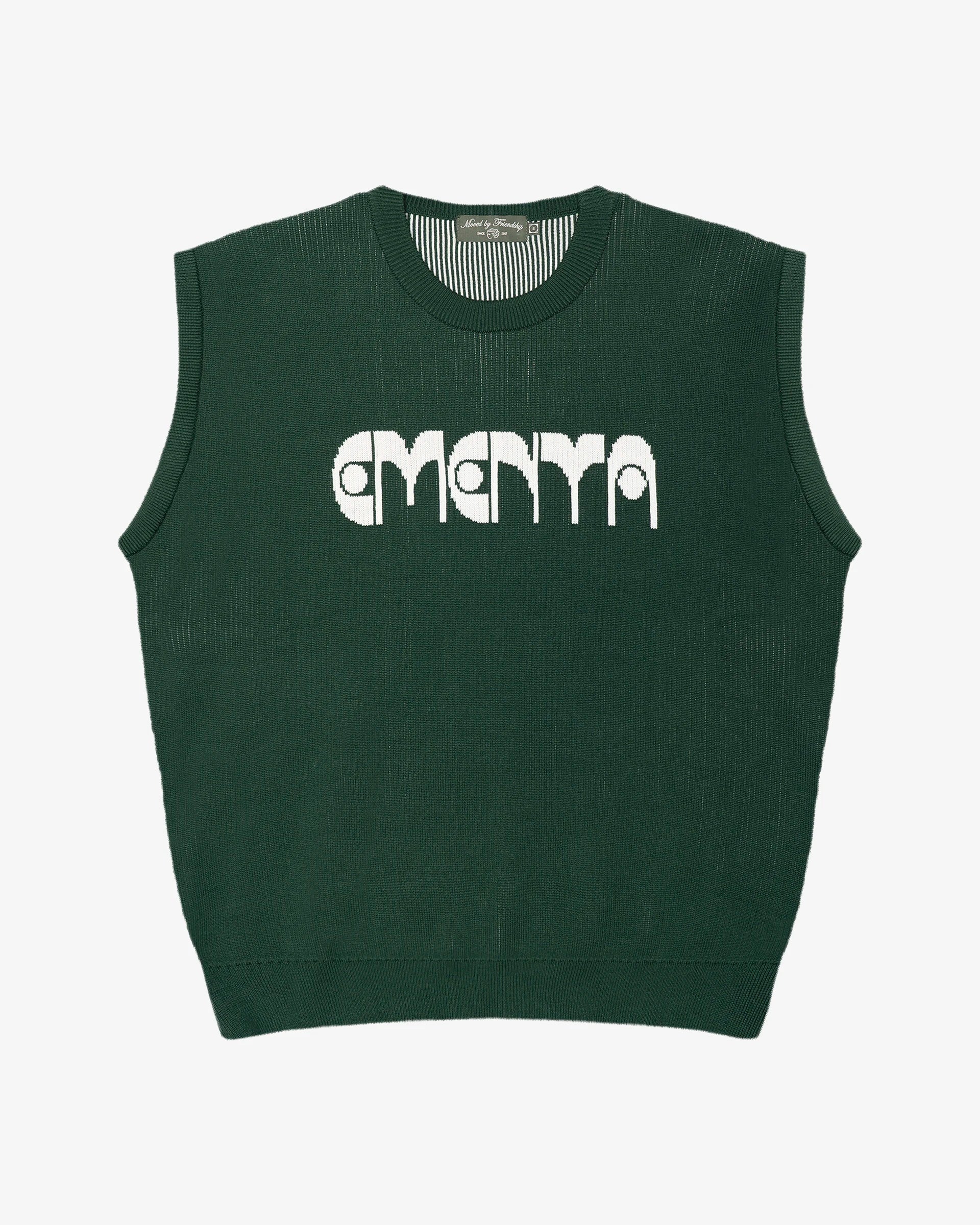 Evergreen cotton knit vest with dots graphic on front