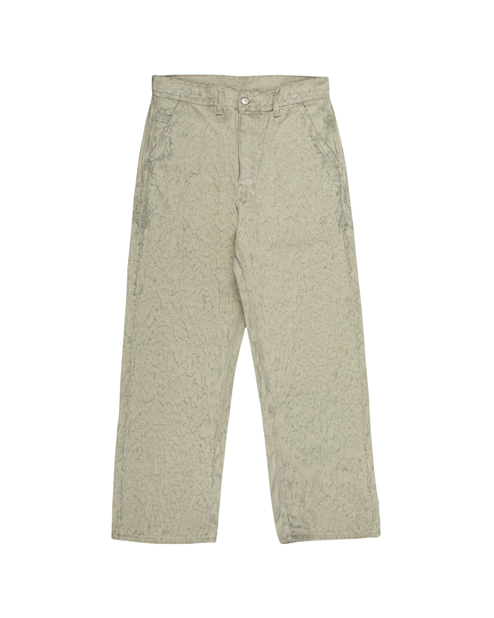Relaxed-fit twill pants made from dyed green rag twill fabric, designed for comfort and durability with a focus on providing the perfect fit. The pants feature the cocktail design embroidered on the back pocket for added detail. Equipped with two back pockets and two front pockets.