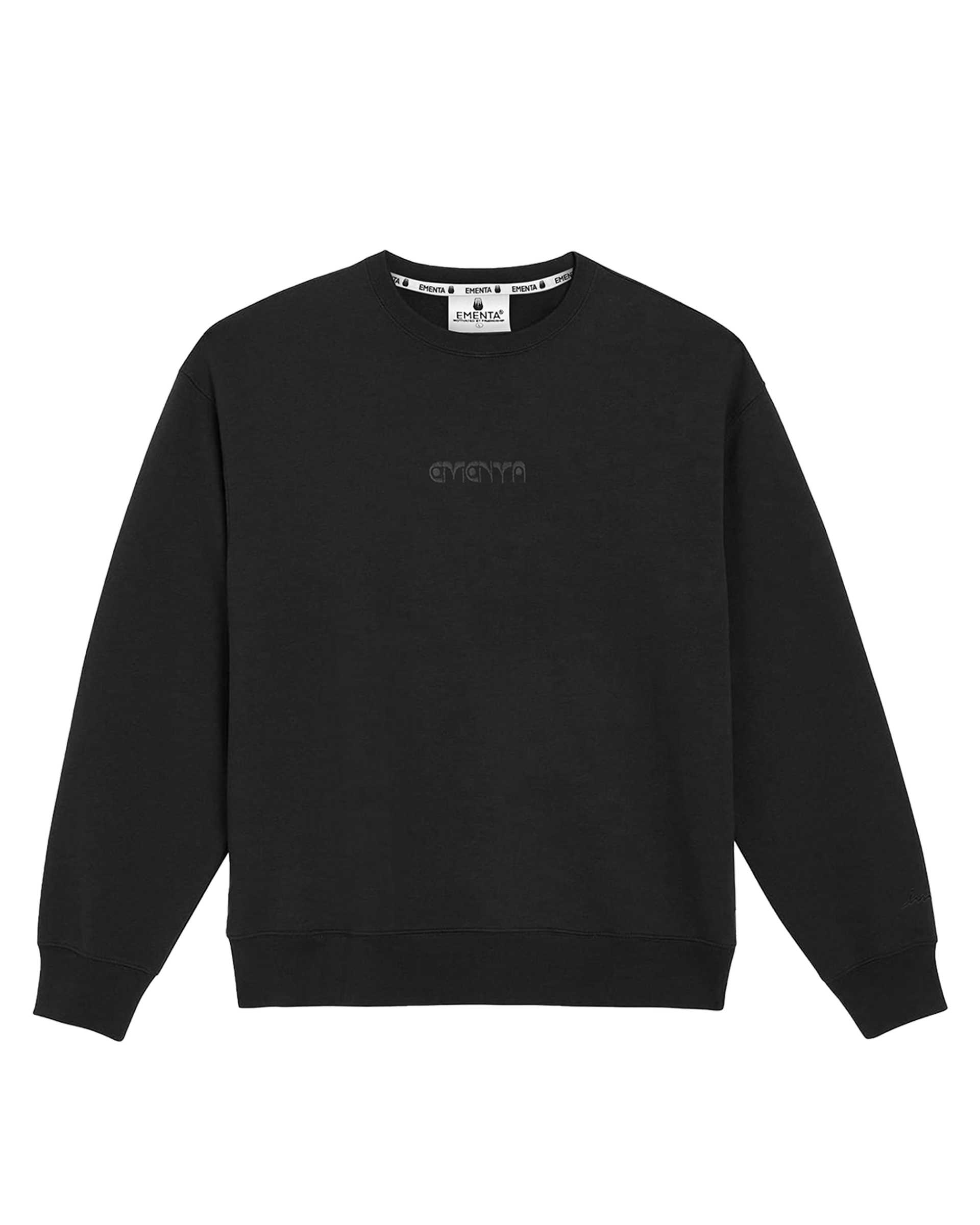 Limited Edition
The First Word Crewneck is made from heavy 100% organic cotton, offering a natural texture and weight. The back features the embroidered phrase "When I was a big baby, my first word was - EMENTA," adding a unique touch to its design.