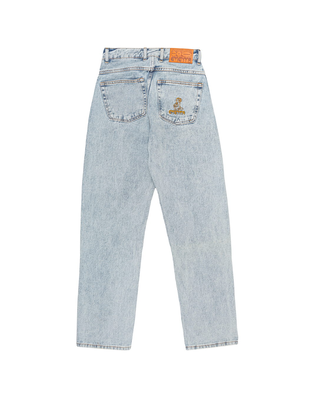 Relaxed-fit jeans made from blue fade-out, strong bleached denim, designed for comfort and durability. The jeans feature embroidered logos on the front and back, combining functionality with a clean, simple design.