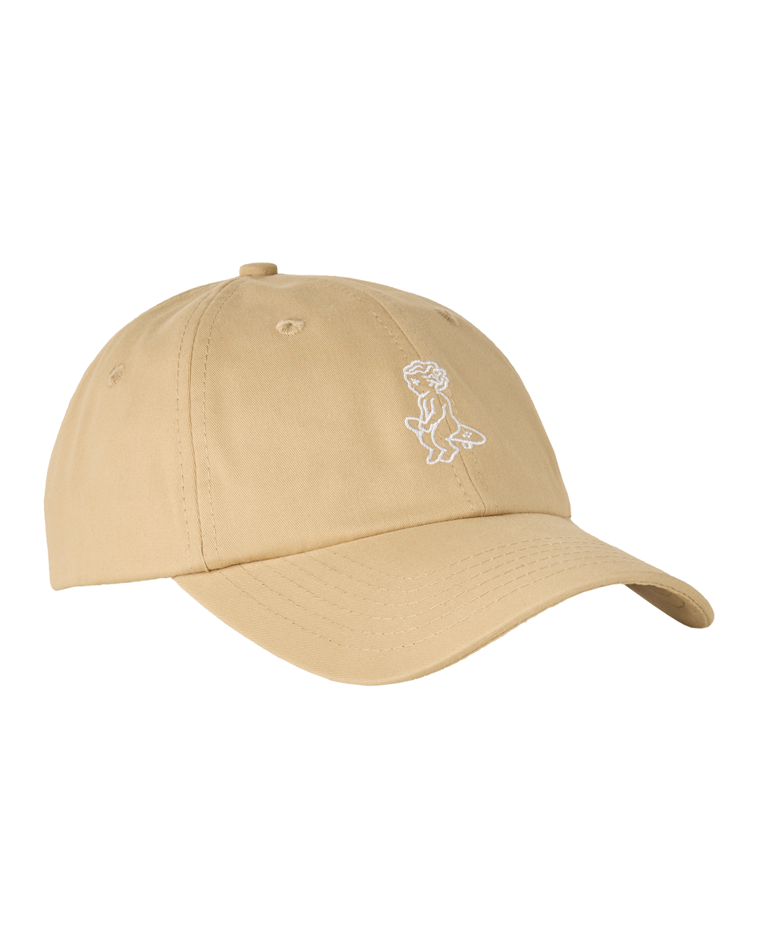 A khaki twill cap made from 100% cotton, offering a soft feel and breathable wear. It features a firm, curved brim for structure and an embroidered Ikon logo on the front. The adjustable strap with a metal buckle ensures a secure fit.