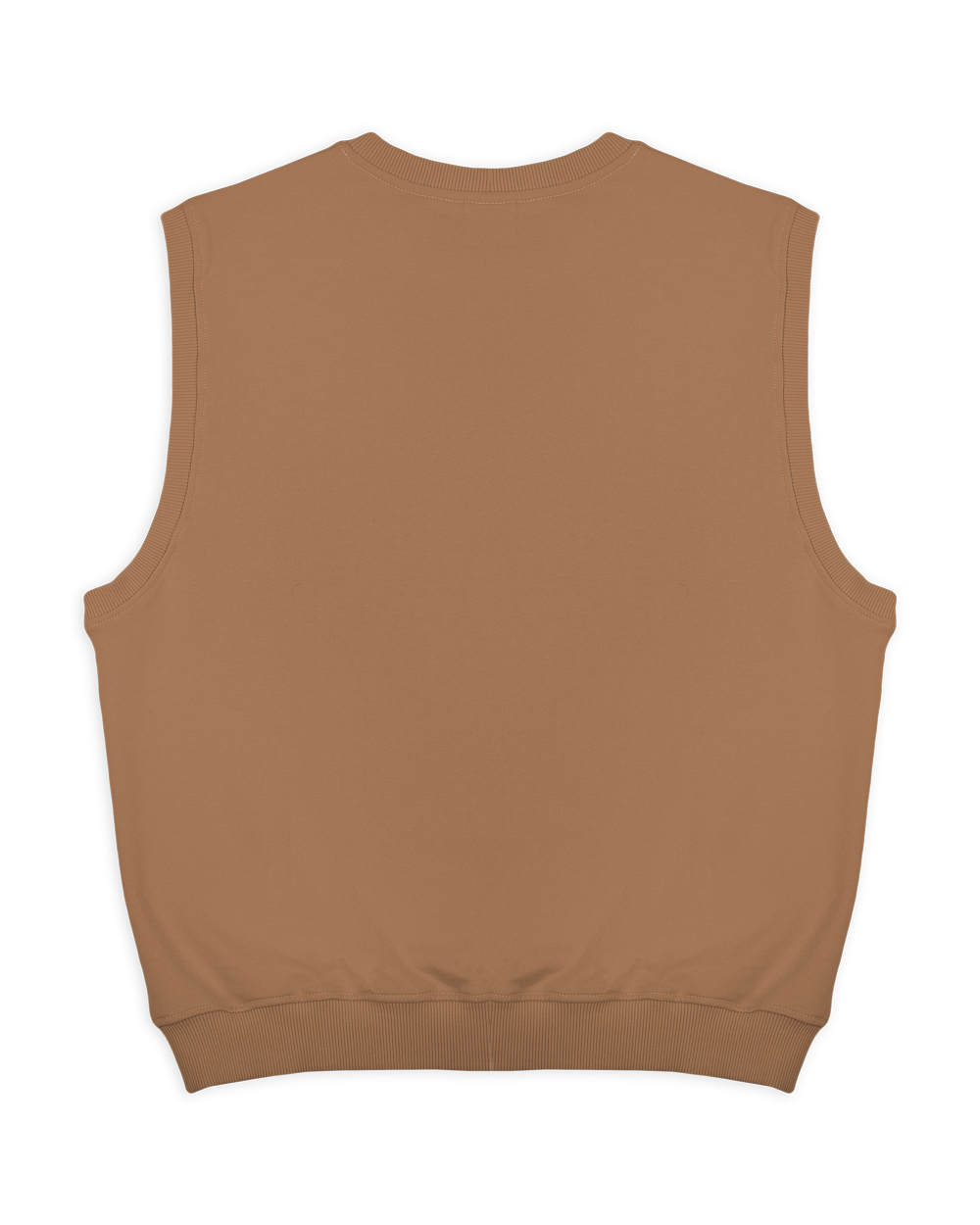 Cotton vest with a soft feel and relaxed, loose fit. Features a subtle embroidered design on the chest.