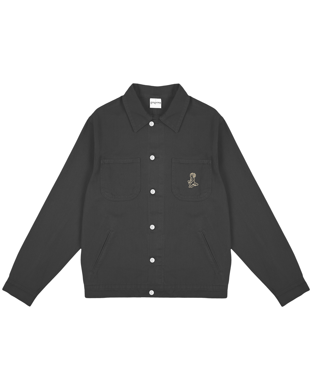 The Kit Ikon Twill Jacket in dark grey features a versatile and timeless design, made for durability and comfort.
Featuring a classic button-down front, a structured collar, wrist cuffs, chest pockets for functionality, and an embroidered design for added flair, this jacket is perfect for casual outings or workwear.