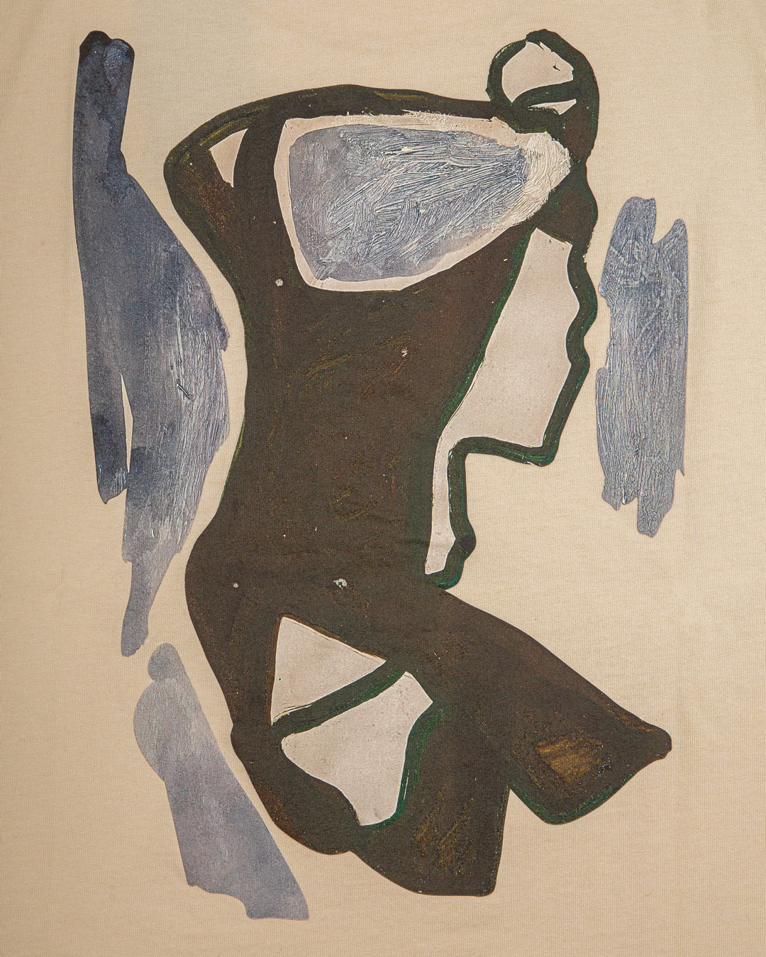 The Kuiabá T-shirt in off-white features the Ementa dots logo on the front and a unique artwork on the back, created by our artists through a hand-painted canvas design, later photographed and printed. Made from thick cotton for added comfort and a better fit, this unisex piece offers a regular fit, blending artistic expression with everyday wear.