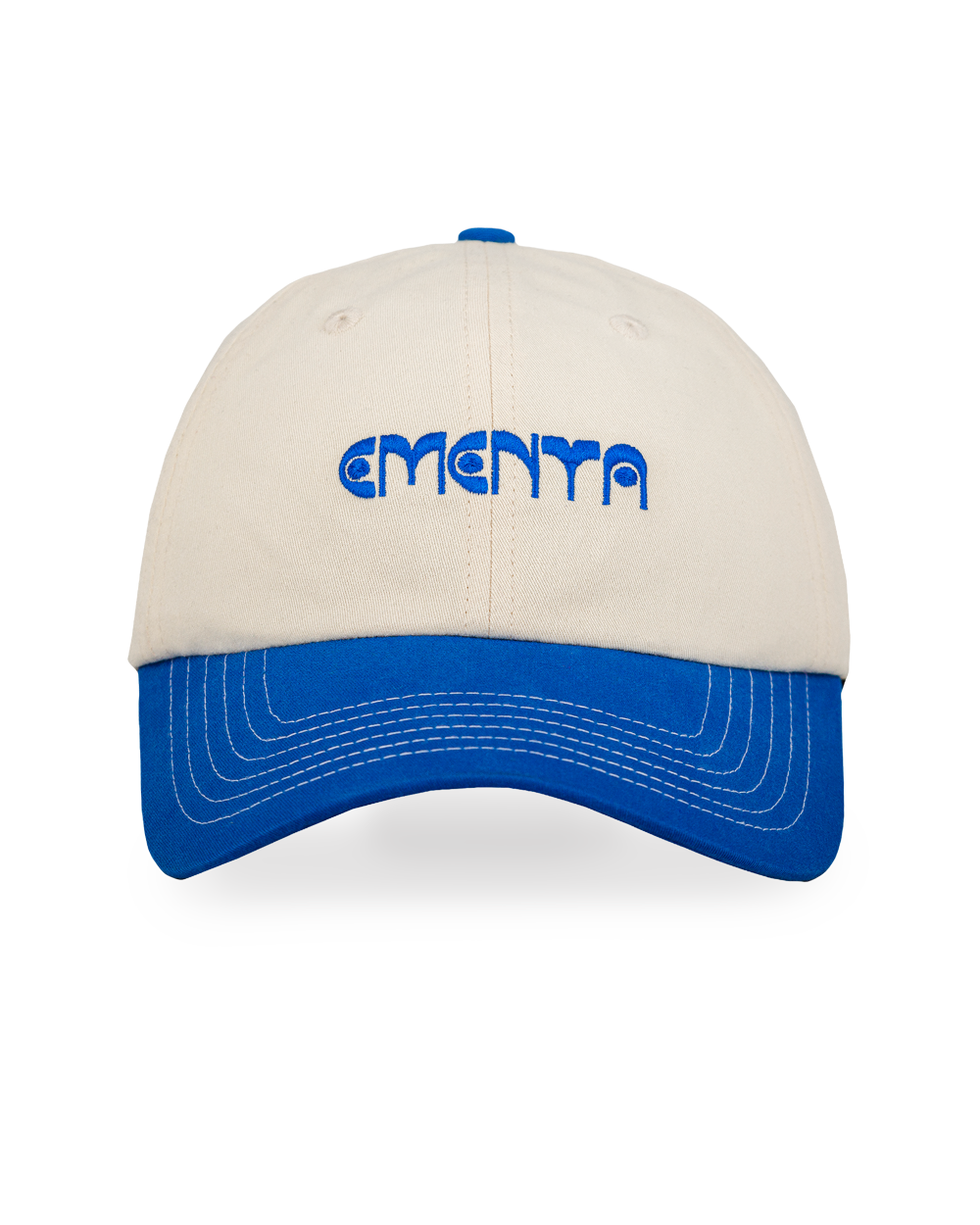 The Lisa Cap is a classic six-panel cap crafted from durable 100% cotton twill, inspired by Lisbon’s cultural heritage. It features an off-white crown and a royal blue curved brim, with visible white stitching. The front panel showcases the Ementa Dots logo embroidered in royal blue, while the side is adorned with the Lisa design, a tribute to Lisbon’s iconic tiles and swallows. An adjustable back strap ensures a comfortable and customizable fit, making this cap a timeless and versatile addition to any ward