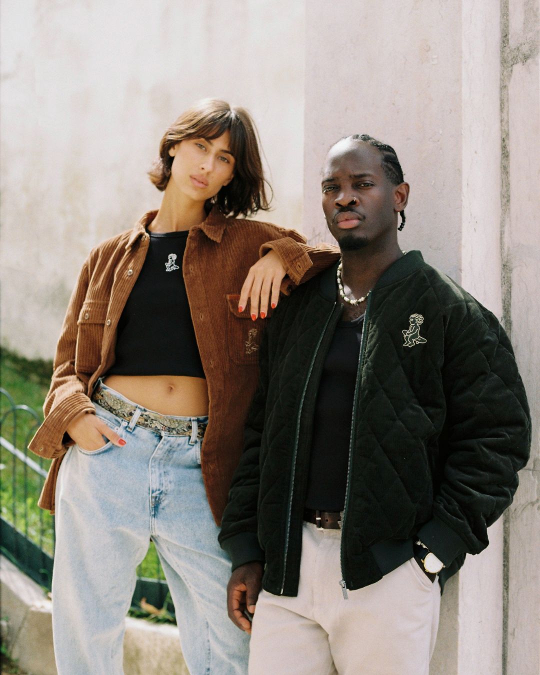 Classic style corduroy puffer jacket in green featuring diamond stitching for added texture. The exterior is crafted from soft corduroy, providing both comfort and durability, while the interior is made from smooth polyester for a cozy fit.