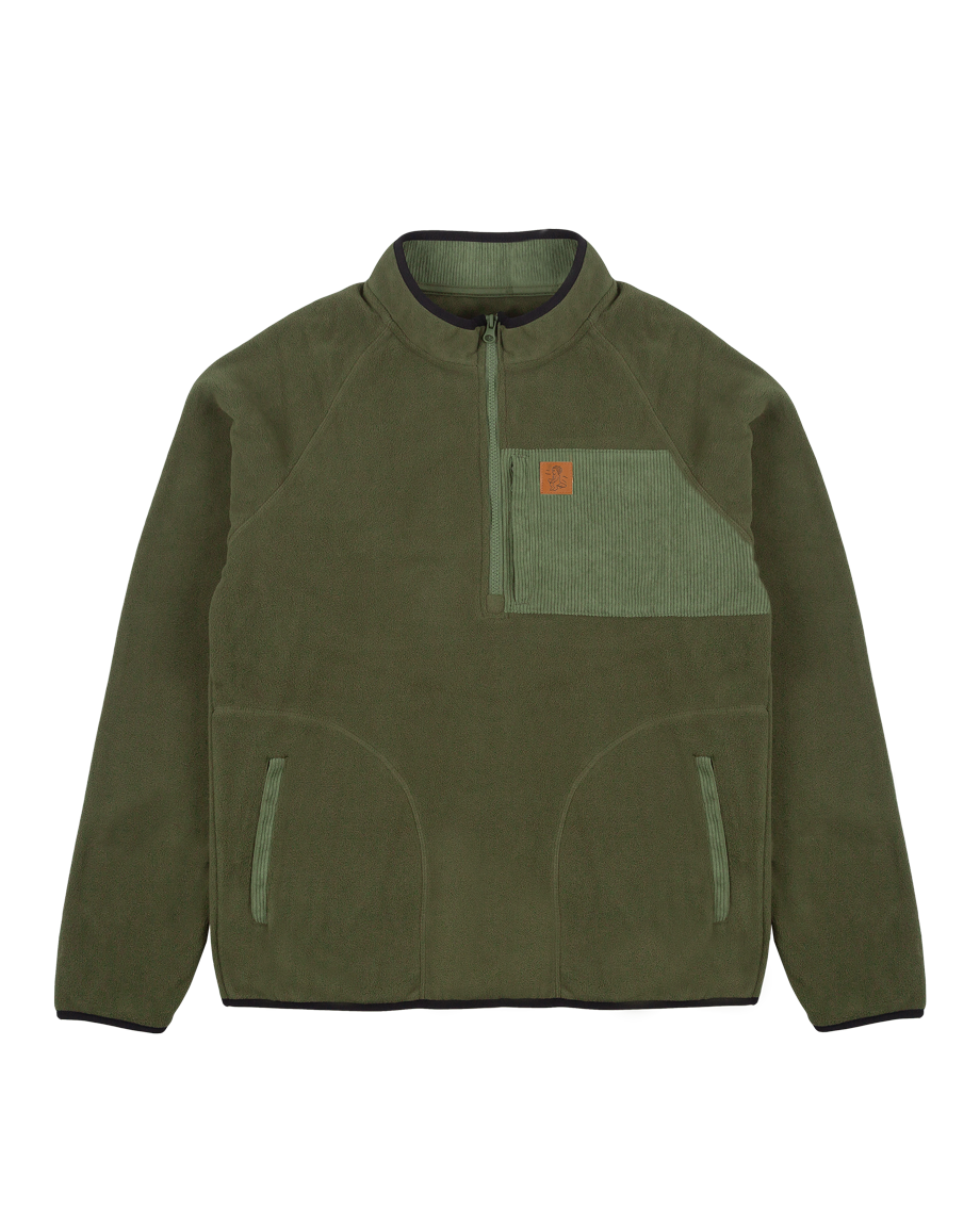 The Oreo Half-Zip Polar is crafted from fine-texture fleece fabric, featuring a high collar for added warmth and comfort. Contrasting corduroy details add texture and a distinctive look. Finished with an Ikon logo patch.