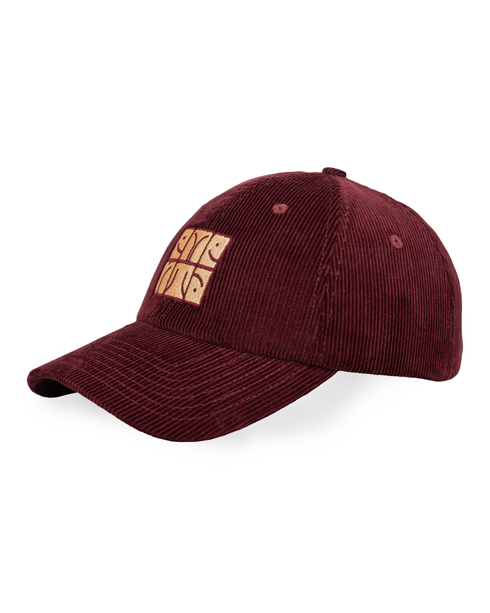 The Totem Cap is a classic six-panel cap crafted from 100% cotton corduroy, offering a soft texture and a timeless look. It comes in a burgundy color, complemented by a curved brim for a relaxed fit. The front features our new Ementa totem patch in beige, creating contrast against the burgundy background. 