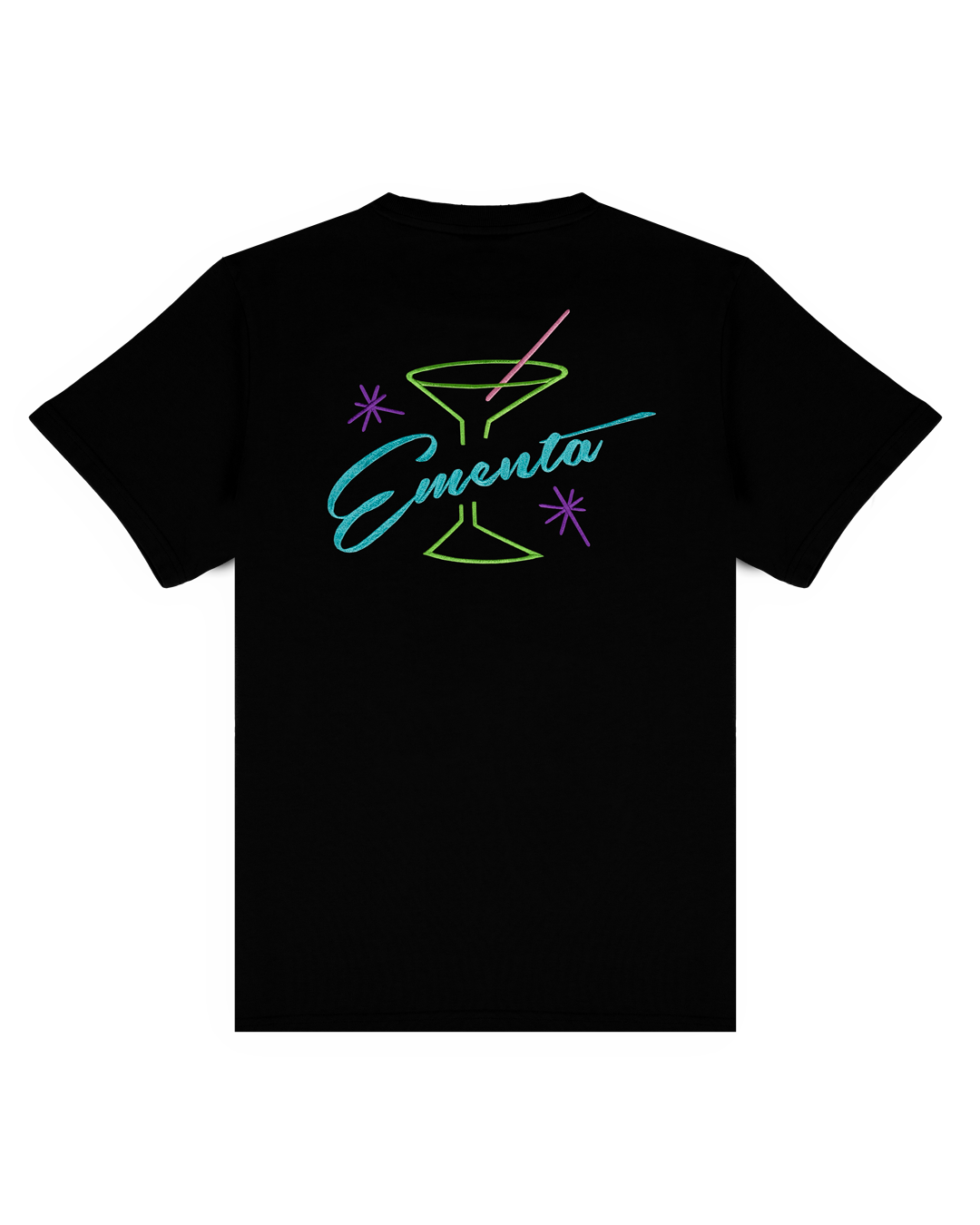 Artist-made t-shirt crafted from soft cotton fabric with a carefully balanced weight, providing a comfortable and natural fit. The embroidered 3D cocktail design adds a textured element to the t-shirt. 