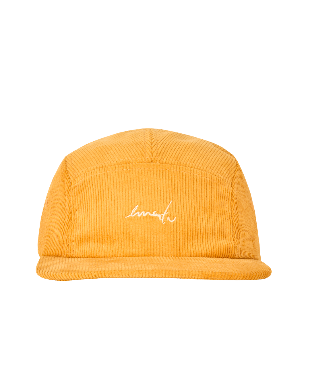 A five-panel cap made from cotton corduroy, offering a structured feel with a firm, flat brim. It features our signature embroidery on the front, adding a distinct touch. The adjustable strap with a plastic buckle ensures a secure and comfortable fit.