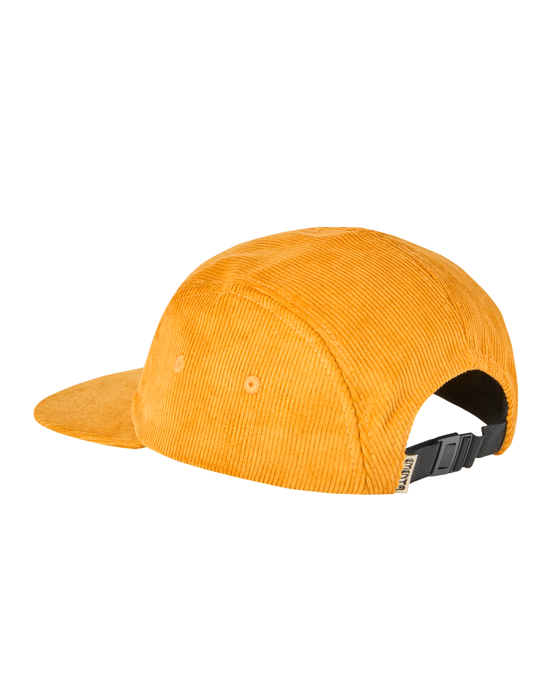 A five-panel cap made from cotton corduroy, offering a structured feel with a firm, flat brim. It features our signature embroidery on the front, adding a distinct touch. The adjustable strap with a plastic buckle ensures a secure and comfortable fit.