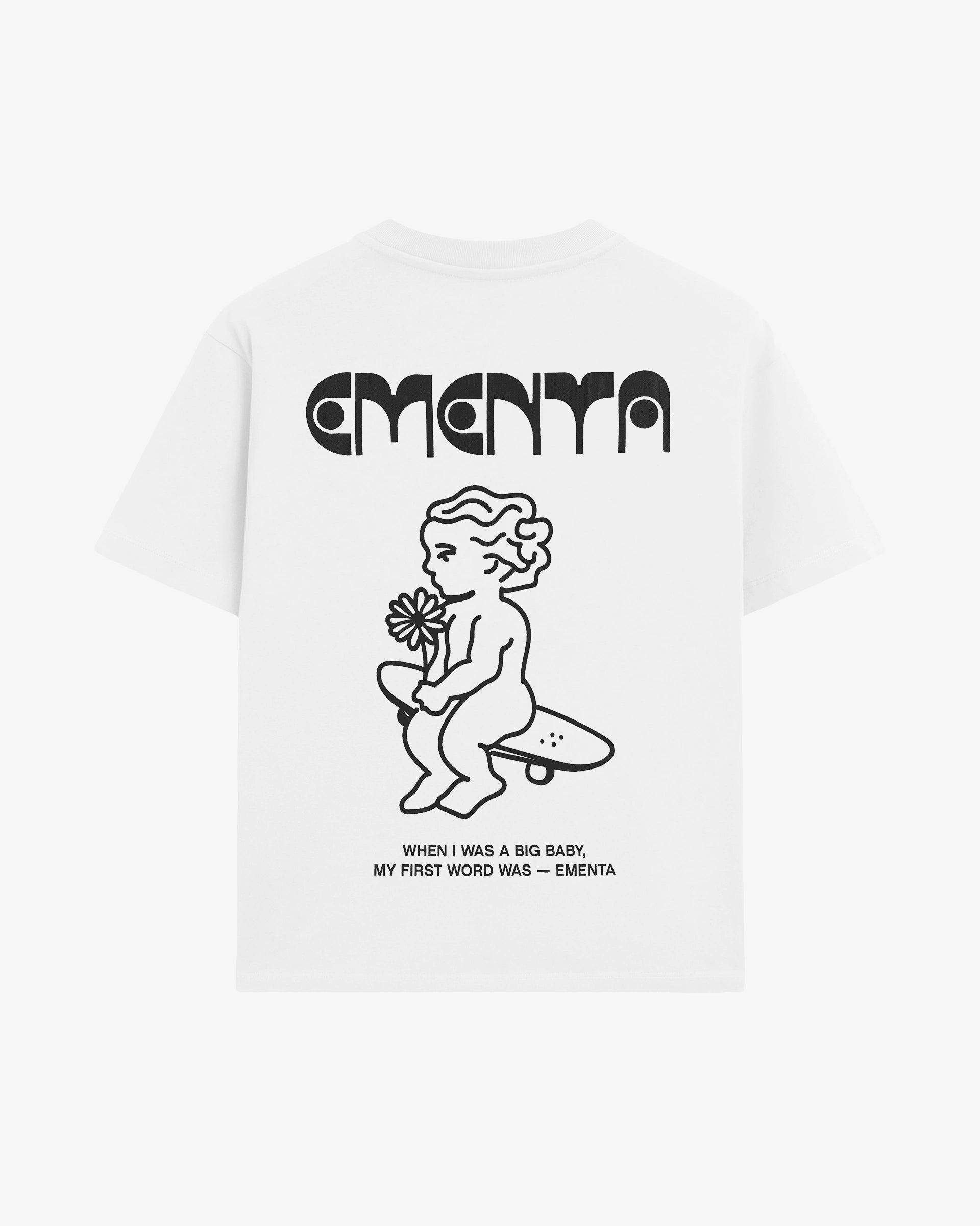 100% cotton, 240 g/m²
Soft feel with a structured shape
White color with black "First Word" print
Pre-shrunk to hold its shape after washing
Reinforced collar and double-stitched hems for durability
Unisex fit
Made in Portugal