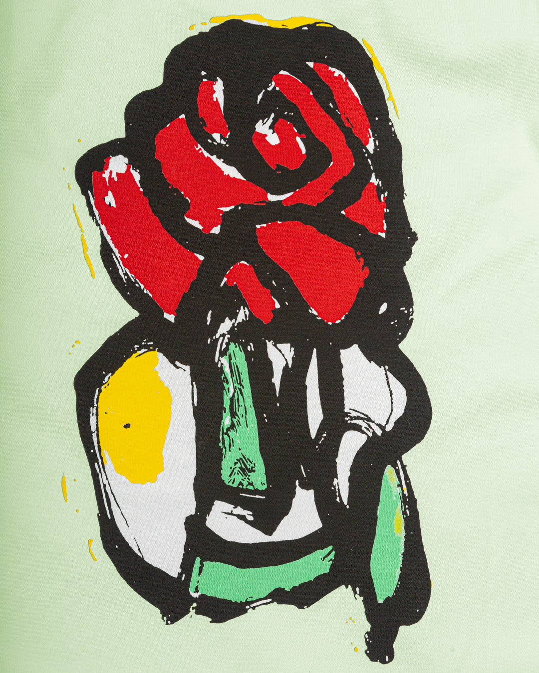 Made from soft cotton fabric, this light green t-shirt offers a comfortable fit that sits naturally on the body, designed to suit all. It features an embroidered signature and the Rosay design printed on the back.