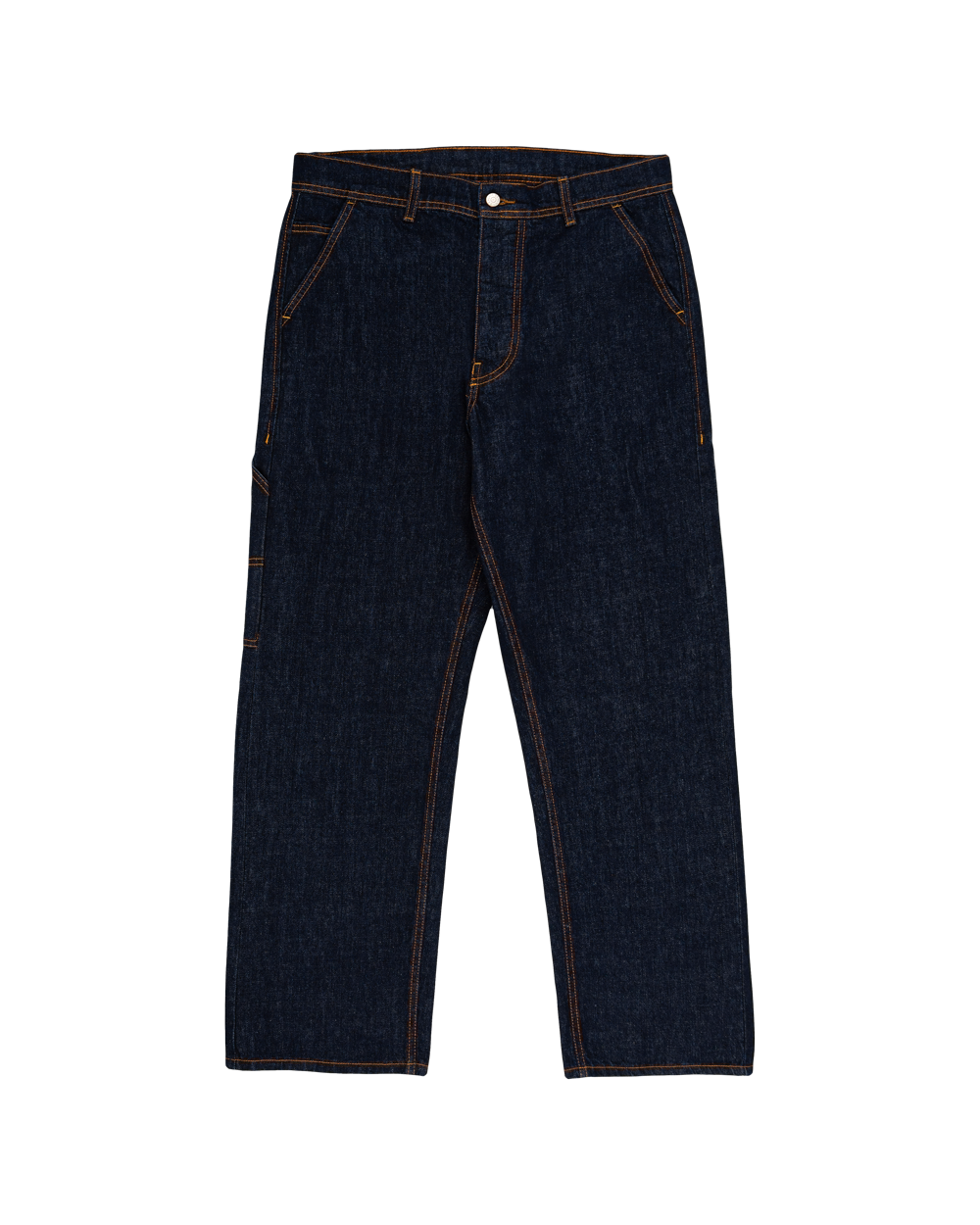 The Big Ikon Jeans Relaxed Fit Pants are designed with a baggy, relaxed straight fit and a mid-waist, offering comfort and ease of movement. The pants are crafted from blue raw denim, providing a timeless and durable look. They feature the Ikon logo embroidered in gold on the back pocket. The pants also include two front pockets, two back pockets, and one side pocket for practical storage.