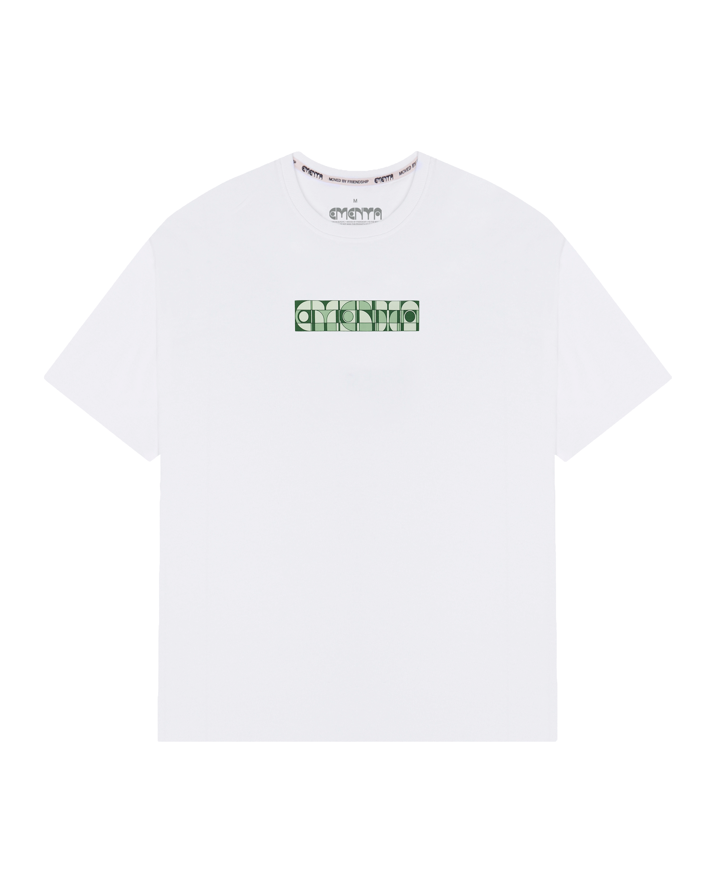 100% Cotton (220gsm)
Heavyweight cotton fabric with soft hand-feel
Boxy, relaxed fit with dropped shoulders
Ribbed crewneck collar
Screen-printed graphic on front and back
Artwork celebrates friendship and unity
"EMENTA© Moved By Friendship" motto on the back
Double-stitched hems for durability
Made in Portugal