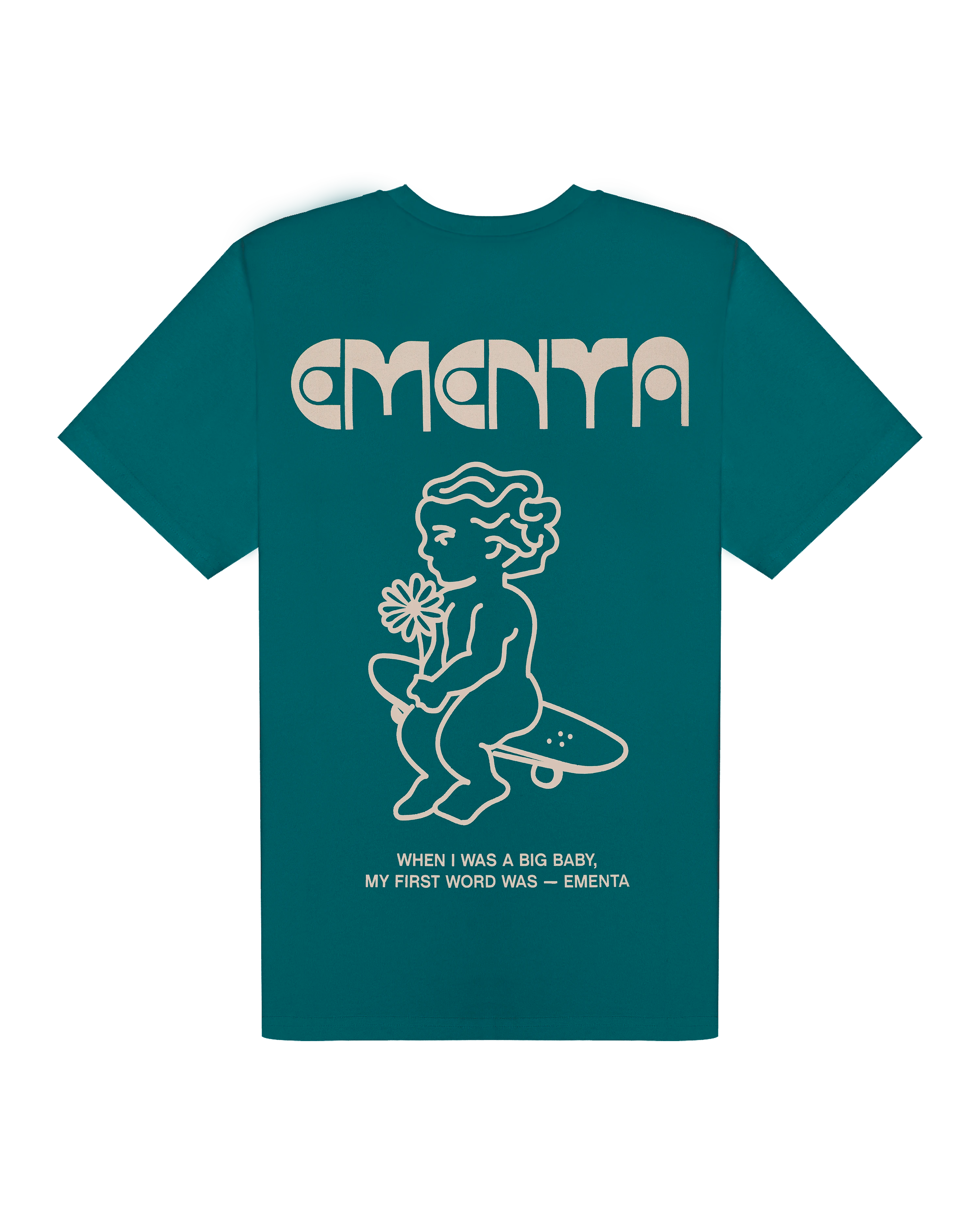 100% cotton, 240 g/m²
Soft feel with a slightly structured shape
Petrol color with off-white "First Word" print
Pre-shrunk to hold its shape after washing
Reinforced collar and double-stitched hems for durability
Unisex fit
Made in Portugal