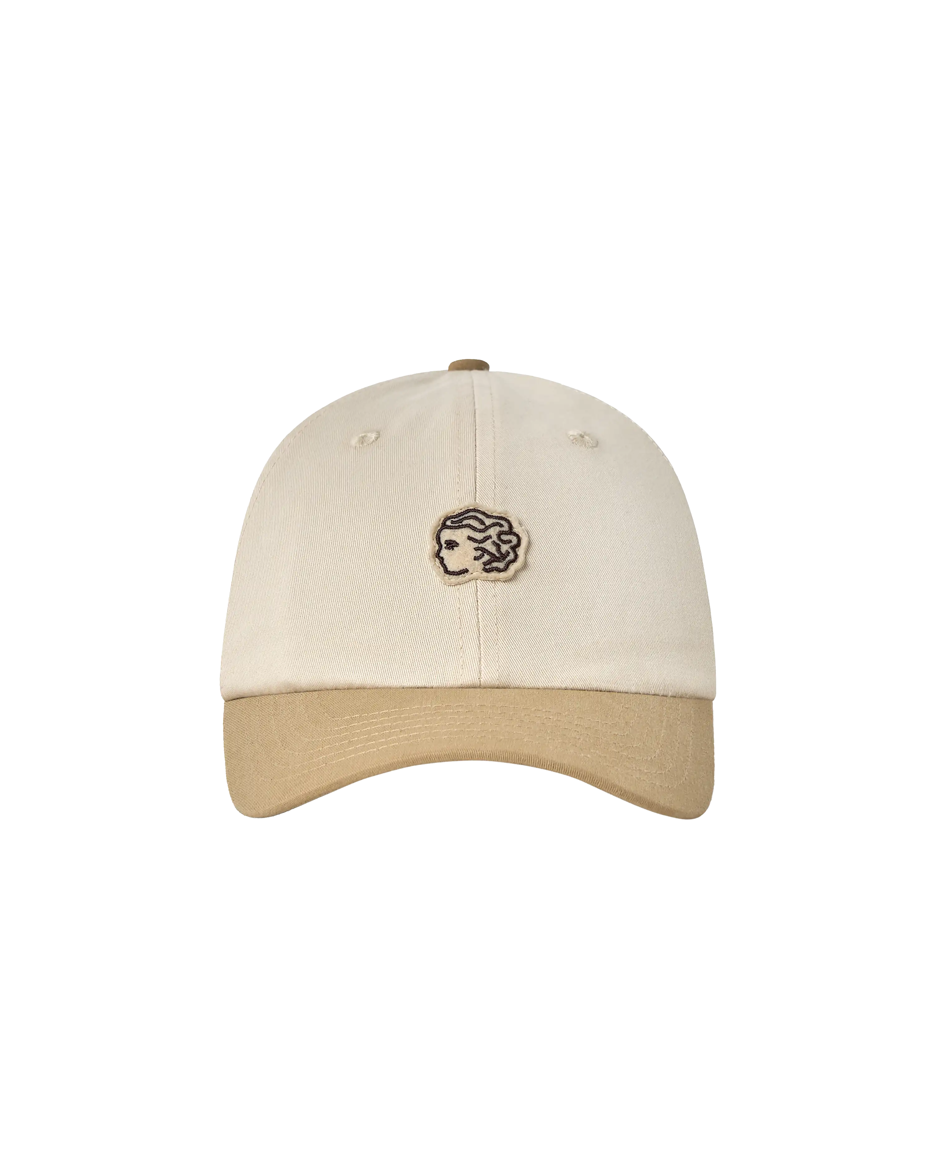 Off white and camel cotton cap with Ikon logo patch on front