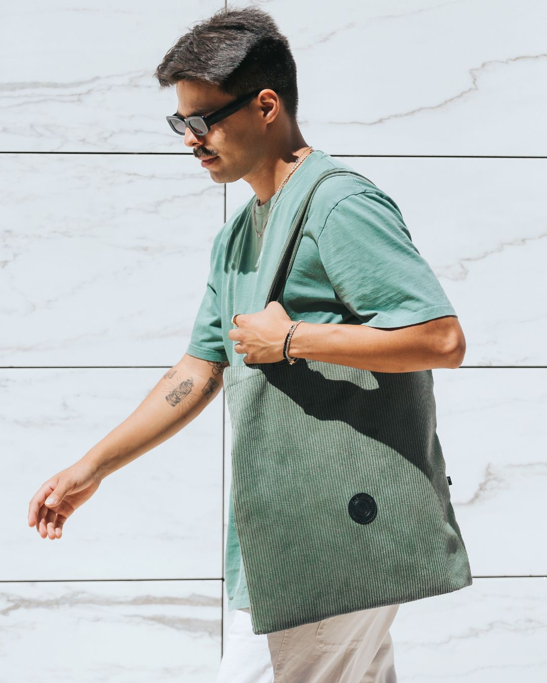 Patch Corduroy Tote Bag