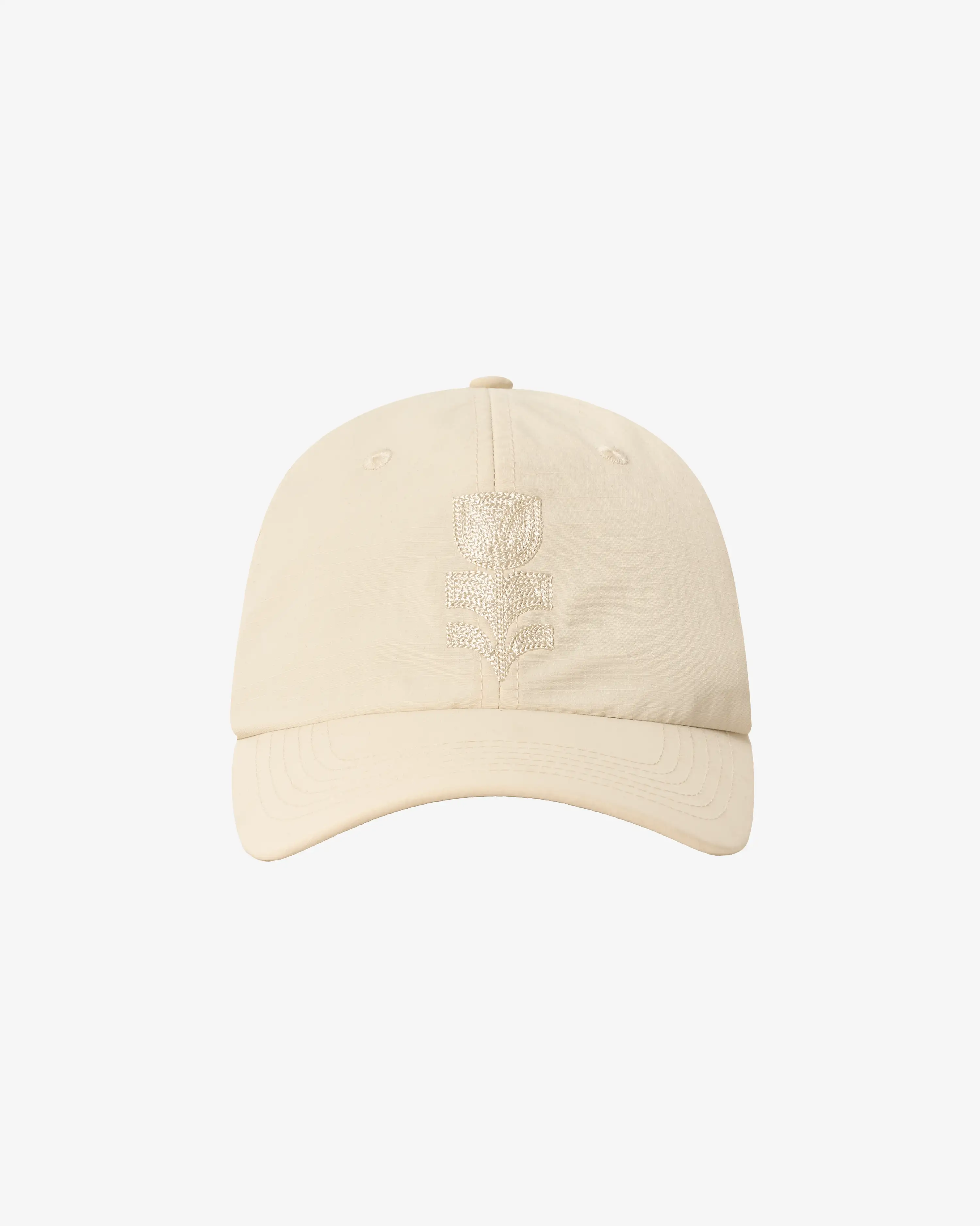 Six-panel cap featuring embroidered artwork from the Flourish collection.
Lightweight ripstop fabric with a soft, durable feel.
Classic curved-brim silhouette with an adjustable back strap for a customizable fit.
Tonal embroidered tulip graphic on the front and tonal Ementa logo embroidery on the side.
Off-white finish with matching tonal embroidery.
Made in Portugal.