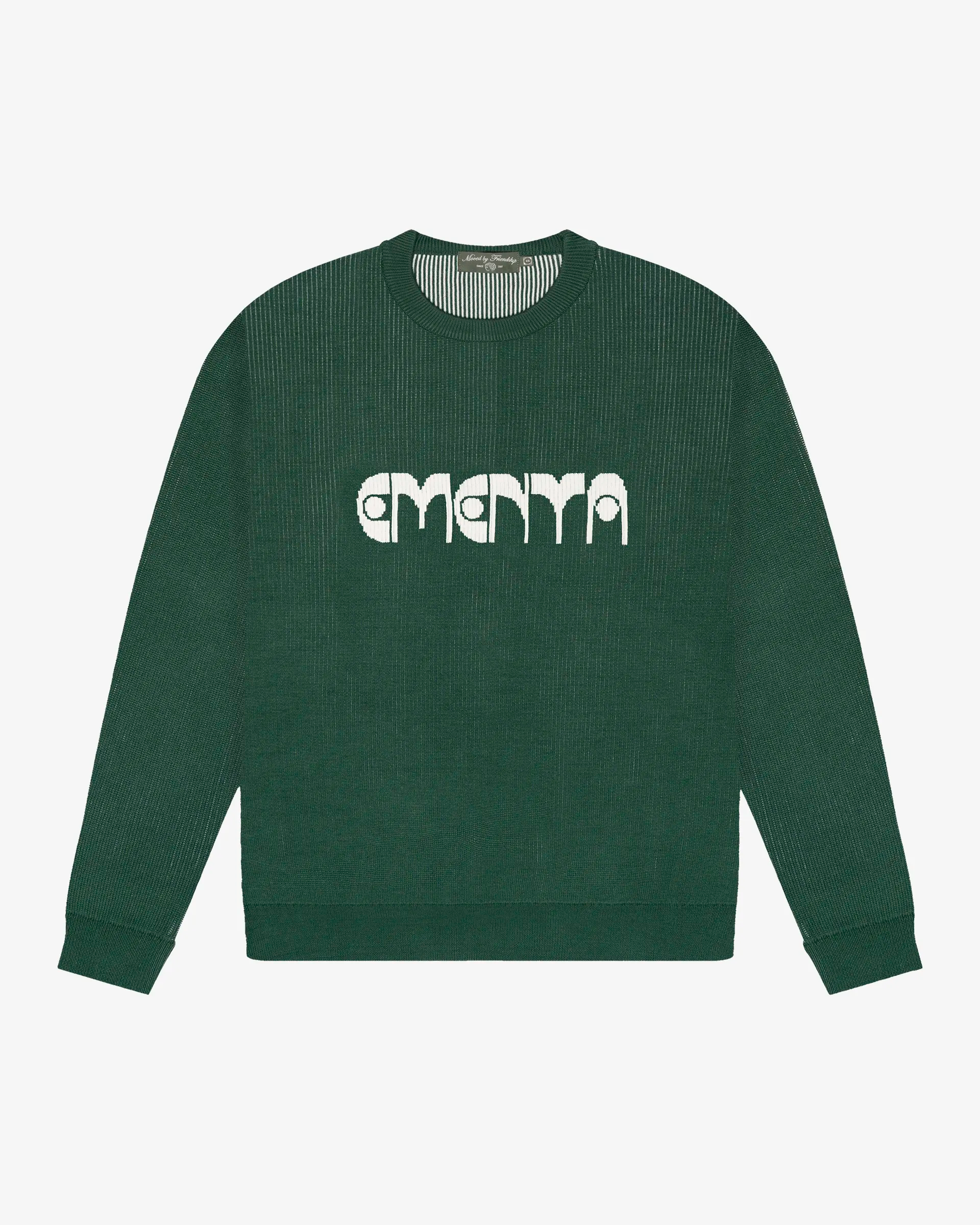 Double-knit cotton with a dense, structured surface and consistent weight
Relaxed straight fit with natural width through body and sleeves
Graphic print on the back with “Lisa” design, inspired by Lisbon’s classic swallows
Knit-in Ementa logo graphic on the front
Pre-washed to stabilize fabric and limit dimensional change
Made in Portugal from breathable cotton yarn
Machine wash cold, dry flat to maintain knit structure