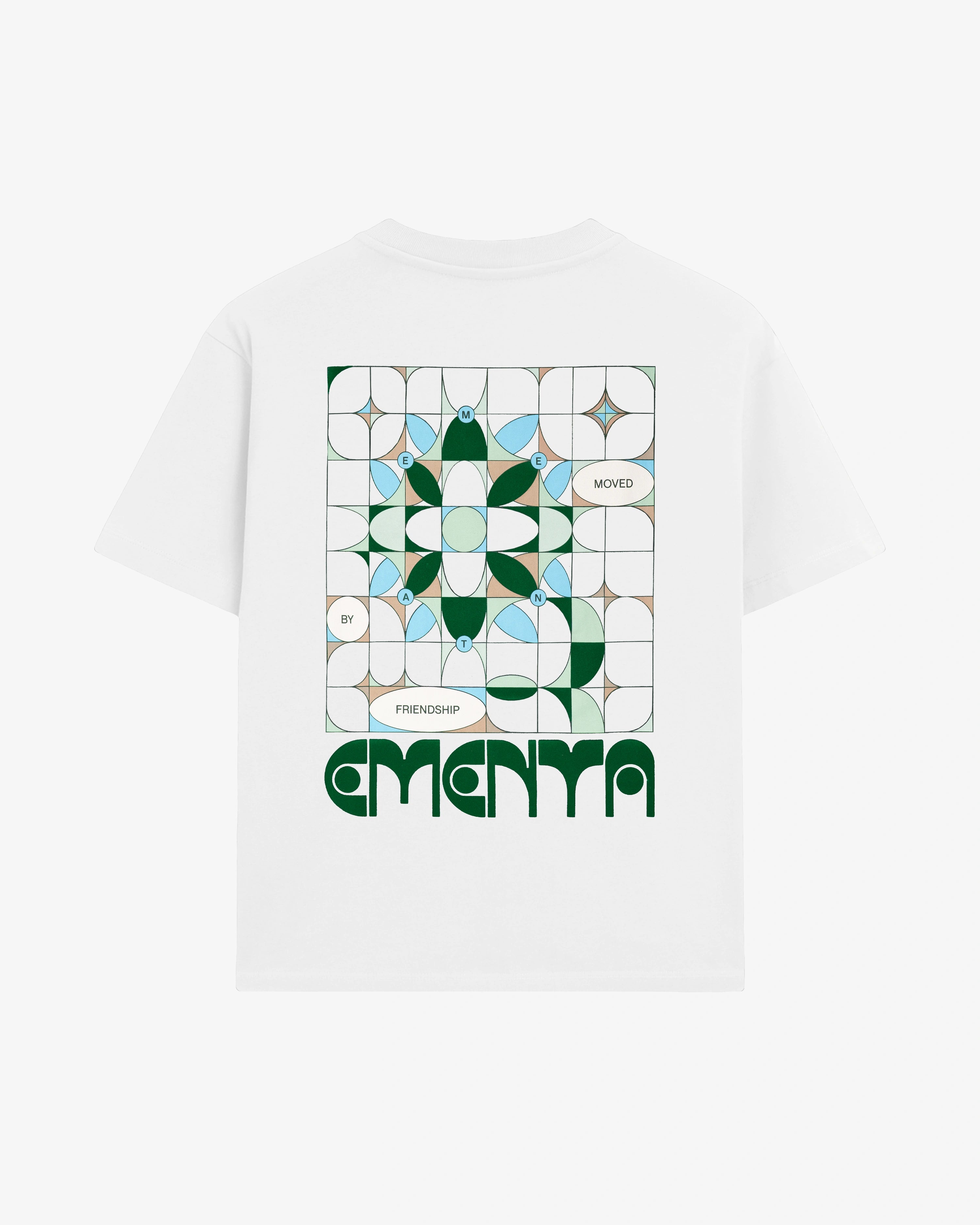 Short-sleeve cotton T-shirt with printed front graphic
Relaxed fit with dropped shoulder proportion
Heavyweight 280 gsm cotton jersey with white finish
Front graphic combining digital print and velvet fabric application
Fabric and print maintain appearance with regular use when properly cared for
Made in Portugal
Hand wash only in cold water and dry flat