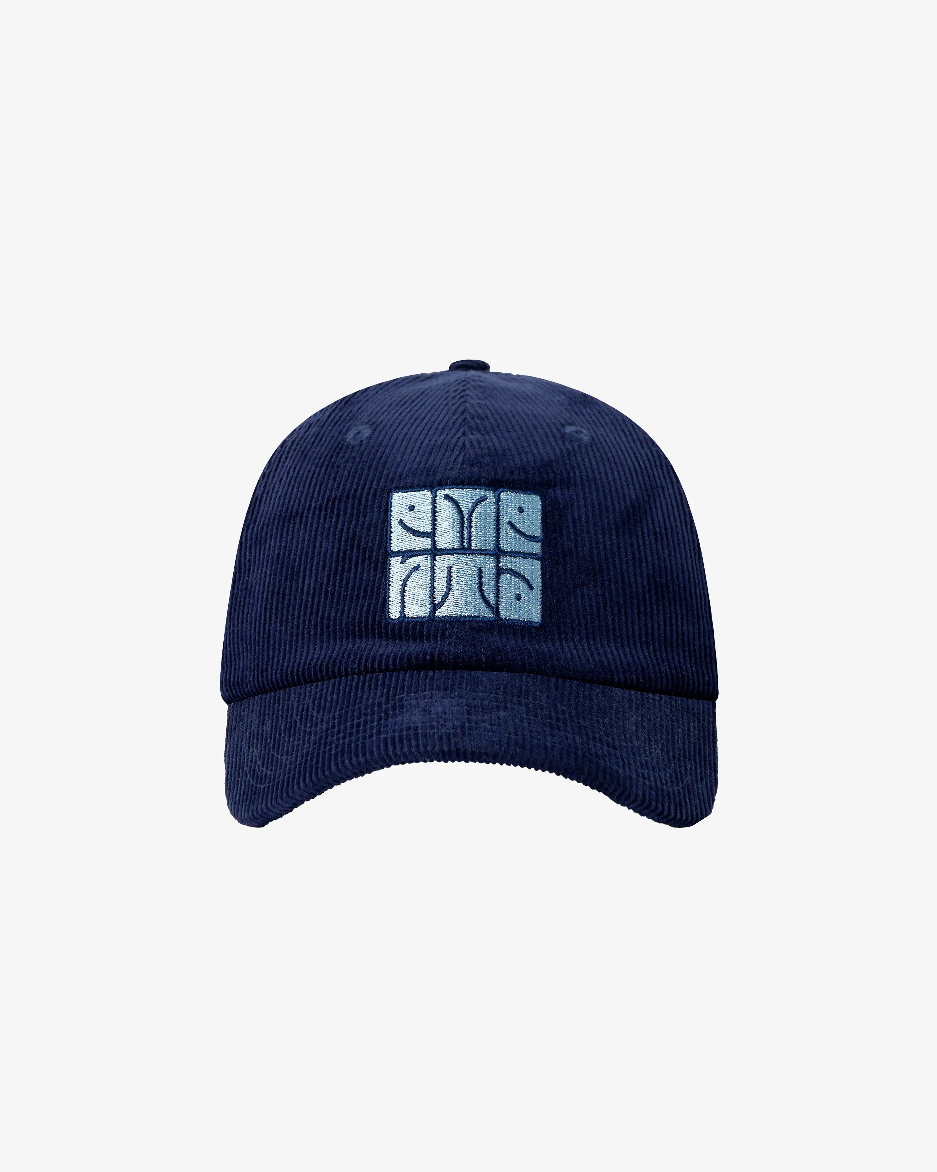 Navy cotton corduroy cap with embroidered Totem graphic