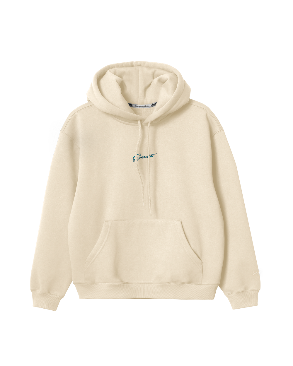 Crafted from 100% cotton, the Cocktail Hoodie in off-white is built for durability and comfort. The fabric maintains its structure over time, offering a sturdy, substantial feel. The hoodie features an embroidered Ementa signature logo on the front and a detailed cocktail design on the back. With a relaxed fit and a heavyweight construction, it ensures both warmth and longevity.