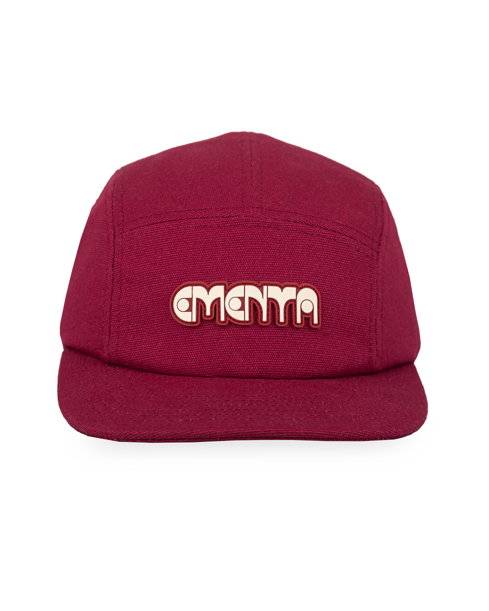 The Dots Canvas Cap is a classic five-panel cap crafted from durable 100% cotton canvas, offering a sturdy, comfortable fit. It comes in a burgndy color, complemented by a slightly curved brim. The front features the Ementa Dots logo, adding a clean touch to the design.