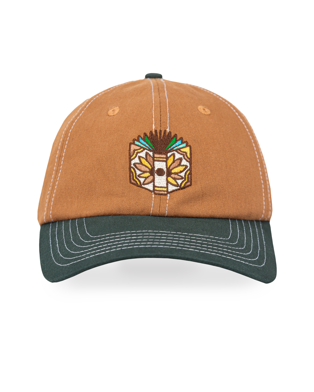 The E-Book Camel Cap is a classic six-panel cap crafted from 100% cotton, ensuring a comfortable fit and long-lasting wear. It comes in a warm camel color, contrasted by a curved green brim for a unique and stylish look. White stitching adds a subtle detail, while the front features the E-Book patch embroidered.