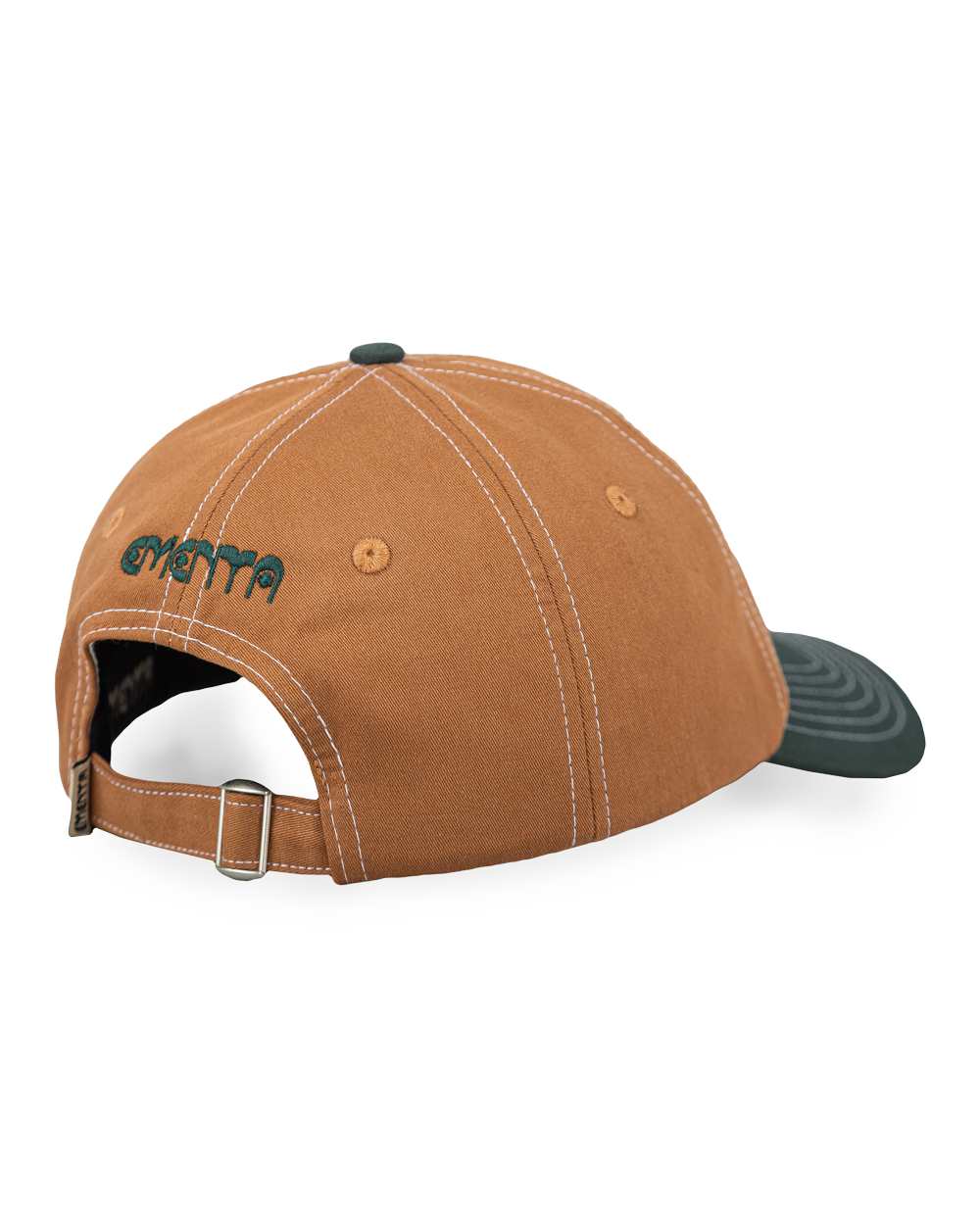 The E-Book Camel Cap is a classic six-panel cap crafted from 100% cotton, ensuring a comfortable fit and long-lasting wear. It comes in a warm camel color, contrasted by a curved green brim for a unique and stylish look. White stitching adds a subtle detail, while the front features the E-Book patch embroidered.