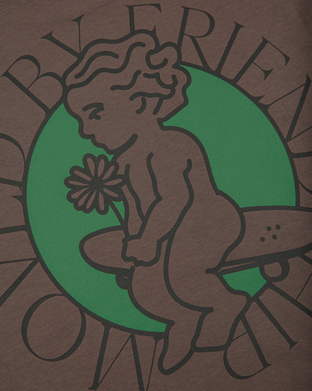 Artist-designed moka t-shirt made from 100% soft cotton, providing comfort and durability for everyday wear. The Ikon flower logo print, created by our artist team, adds a unique touch to the design. This t-shirt combines high-quality materials with timeless style.