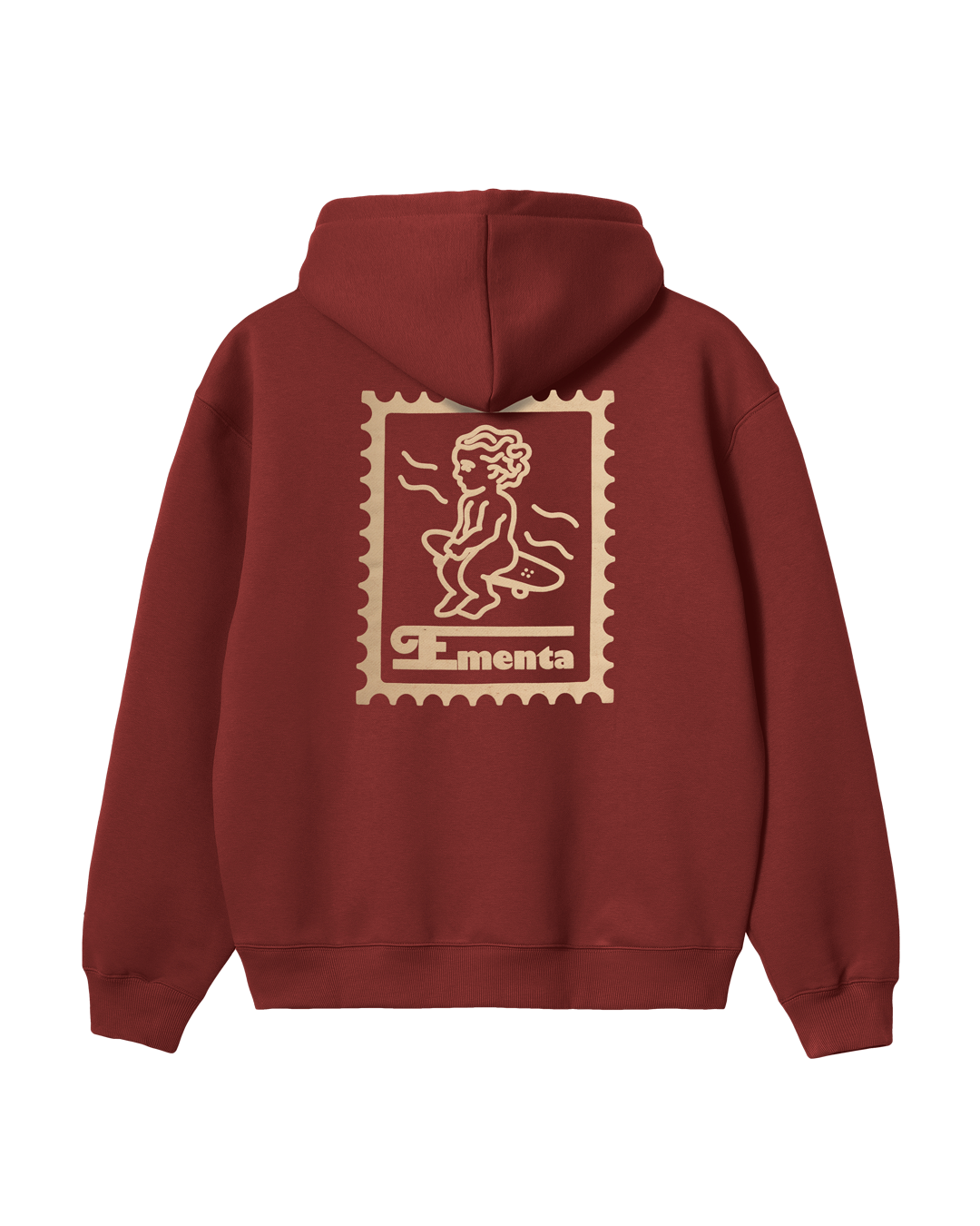 This burgundy hoodie is made of heavyweight fabric, designed to hold its shape and resist frequent wear. It is designed to ensure durability and warmth. Our artists digitally designed the print.