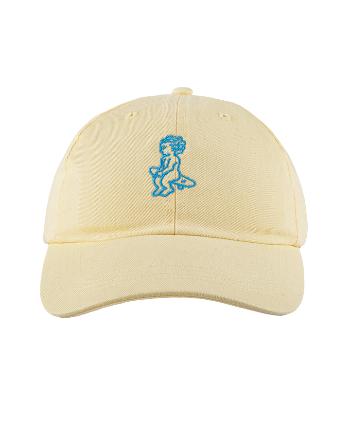 The Ikon Twill Classic 6-Panel Cap in light yellow is crafted from 100% cotton twill, ensuring a soft and comfortable fit. Designed with a firm, curved peak for a timeless look, this unstructured, unlined cap features an embroidered Ikon logo on the front for a subtle touch. An adjustable strap with a metal buckle allows for a secure and customized fit.