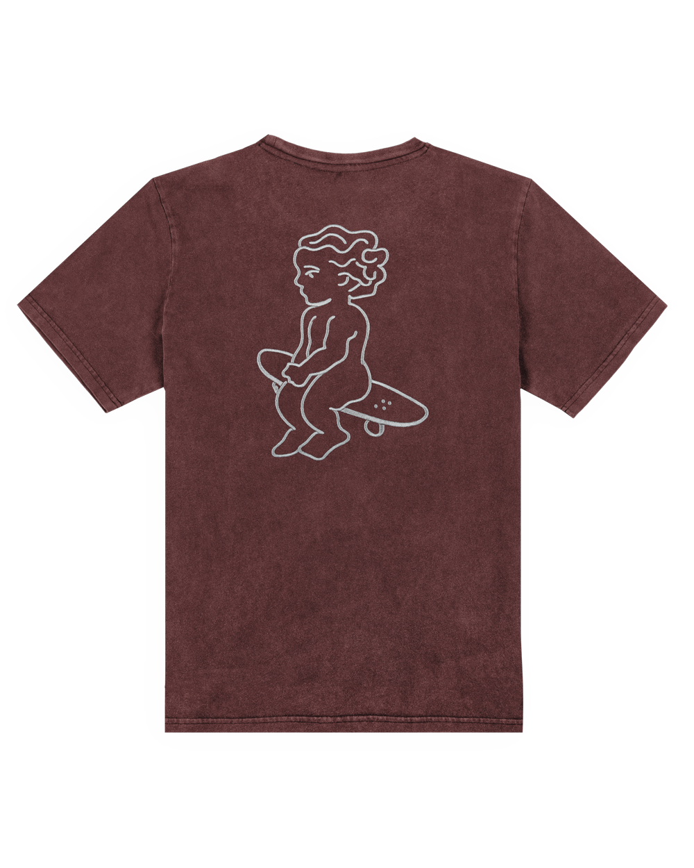 The Ikon Washed T-Shirt has a burgundy-washed finish and features the Ikon stamp embroidery on both the front and back, crafted from 100% cotton for lasting comfort and durability.