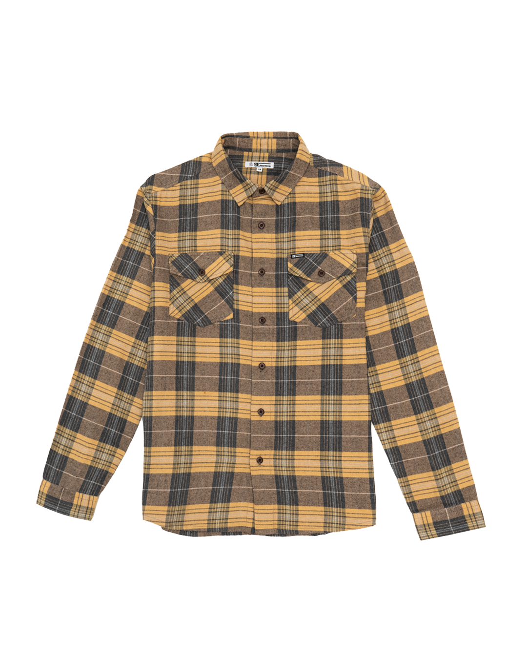 This flannel shirt in yellow tones, is crafted from durable spine twill, offering a blend of comfort and understated style. Its relaxed silhouette makes it an easy choice for casual wear while maintaining a clean, timeless look.