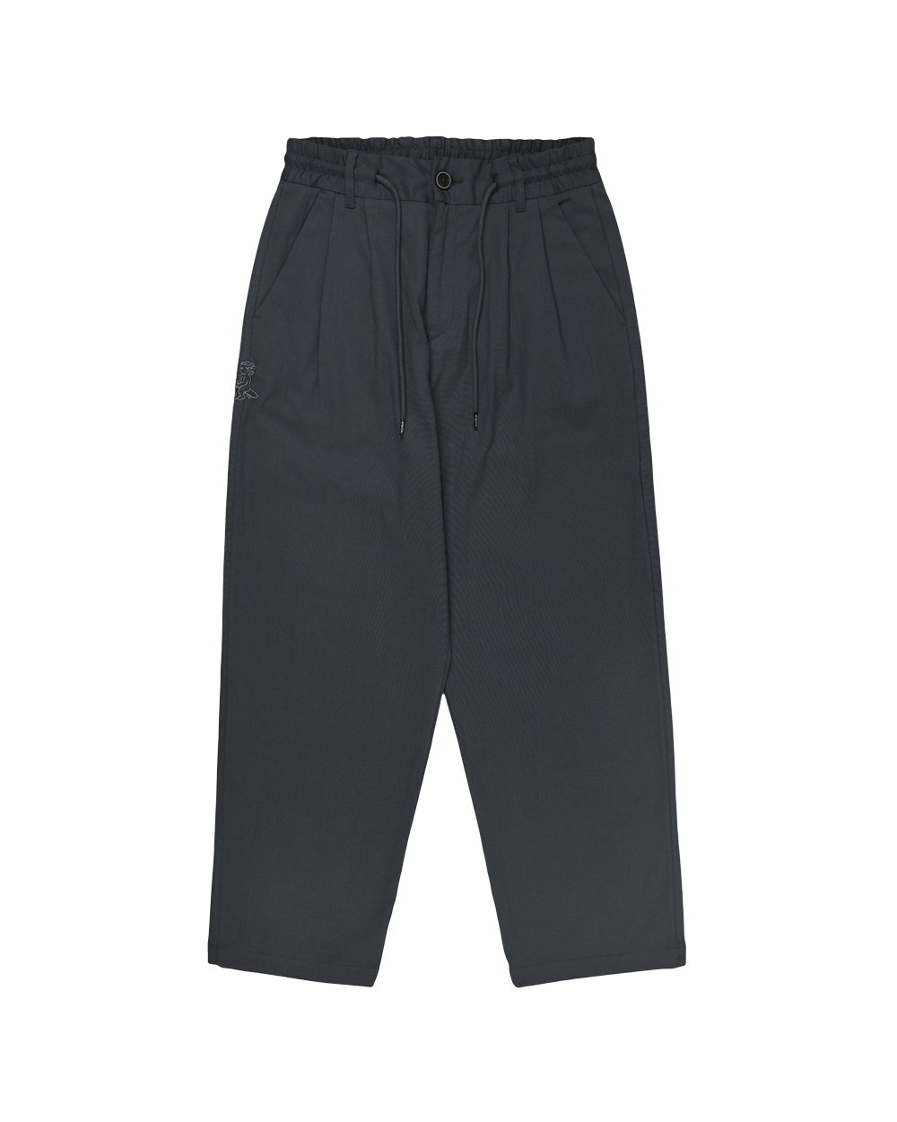 These relaxed-fit pants in dark grey color are designed with a modern silhouette for a comfortable, functional fit. The fabric provides durability and a slight stretch for enhanced flexibility, ensuring ease of movement throughout the day.