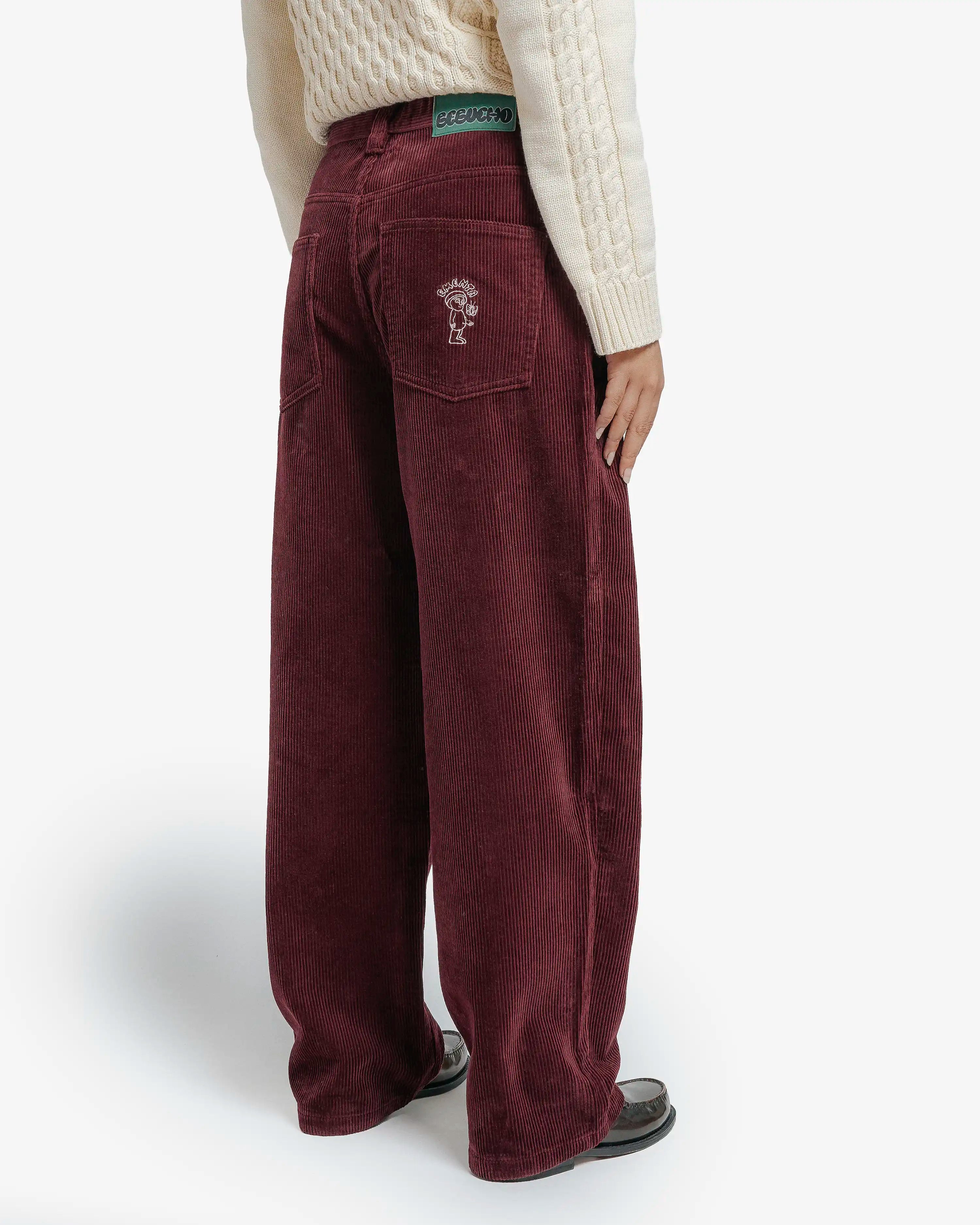 Artist Edition
Bonga is our baggy fit. It is very loose from waist to ankle, designed for comfort and a bold, laid-back look.

100% cotton corduroy for a soft, textured feel

Classic five-pocket design with belt loops
Button closure with full button fly for secure fastening

Embroidered front pocket butterfly detail&nbsp;
Bebucho design embroidered on the back pocket
Reinforced stitching ensures durability

Wide wale corduroy with bold ridges for extra texture

Unisex fit designed to suit all genders