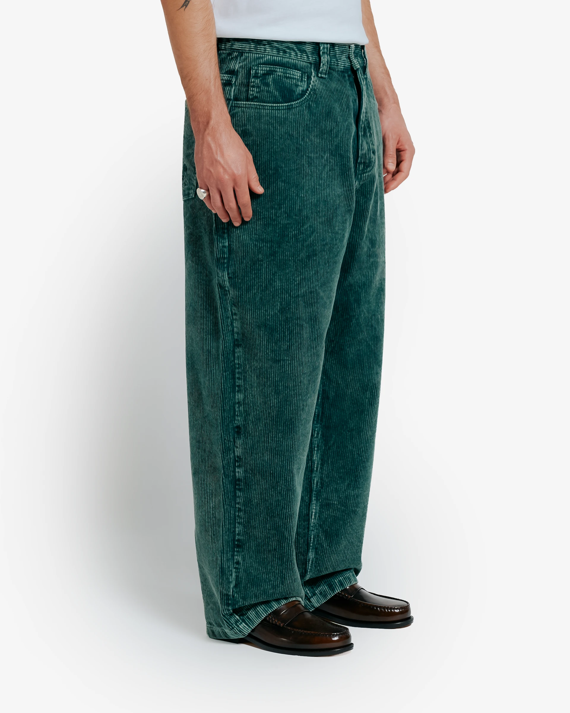Bonga is our baggy fit. It is very loose from waist to ankle, designed for comfort and a bold, laid-back look.

Bold oversized look designed for maximum freedom of movement
100% cotton construction for lasting durability and comfort
Unisex fit engineered to suit all genders
Corduroy material with green washed colorway and an authentic wash treatment
Relaxed profile perfect for contemporary streetwear styling

Roomy cut allows for unrestricted movement throughout the day
Heavyweight fabric provides structure