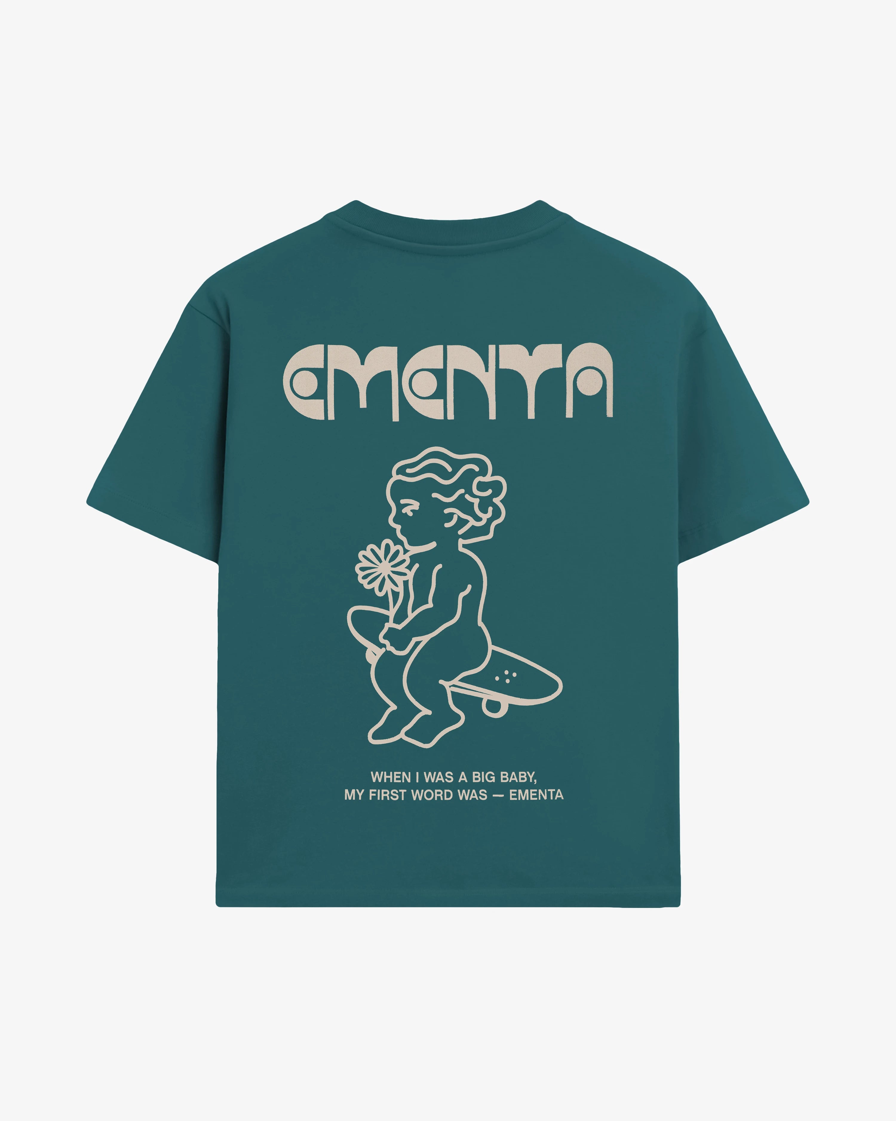 100% cotton, 240 g/m²
Soft feel with a structured shape
Petrol color with off-white "First Word" print
Pre-shrunk to hold its shape after washing
Reinforced collar and double-stitched hems for durability
Unisex fit
Made in Portugal