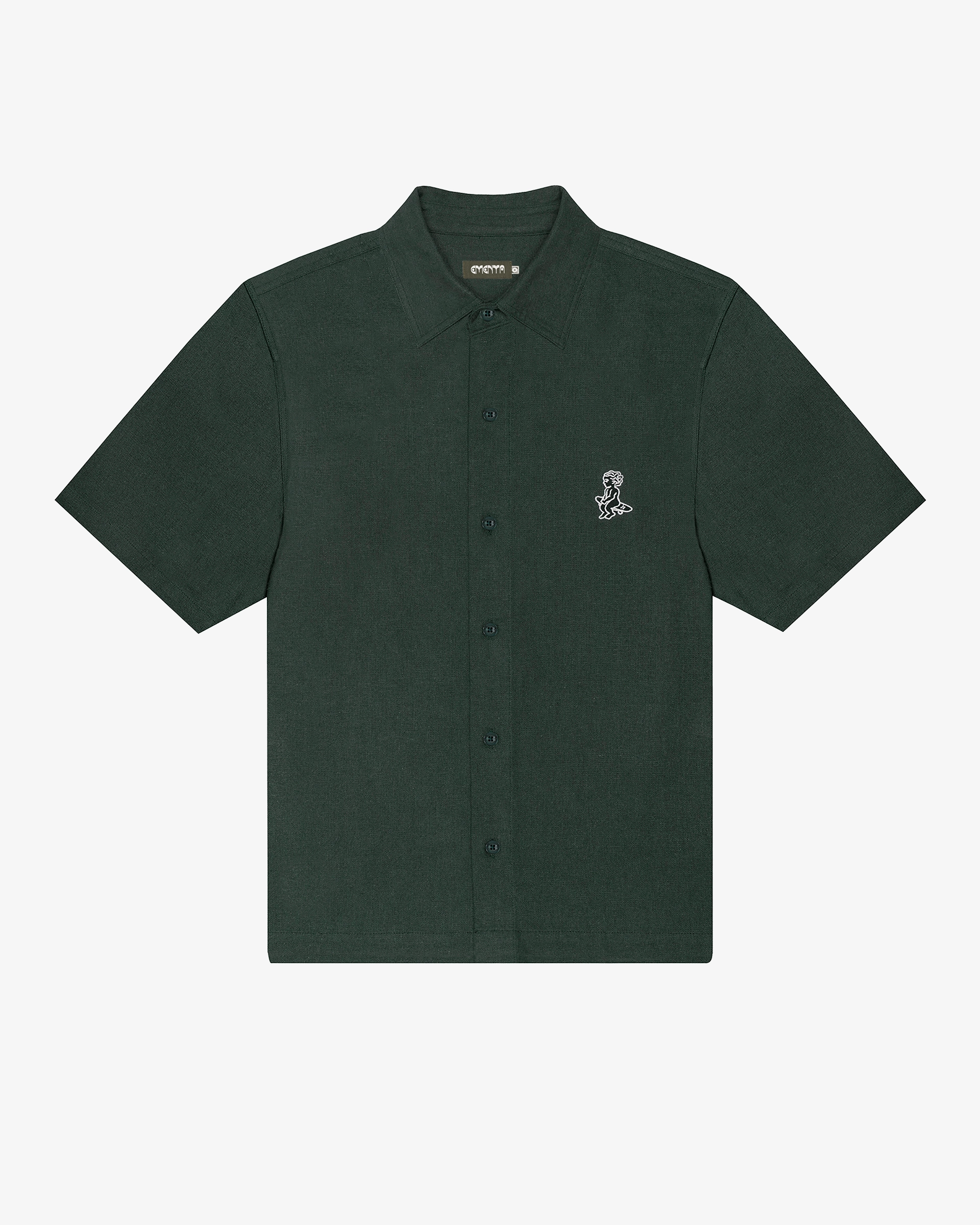 Short sleeve button-up shirt with a clean, structured appearance
100% cotton fabric with a textured weave and dry hand feel
Relaxed fit with a straight cut for ease of movement
Chest embroidered patch featuring the Ikon logo
Deep green tone with a matte finish and tonal buttons
