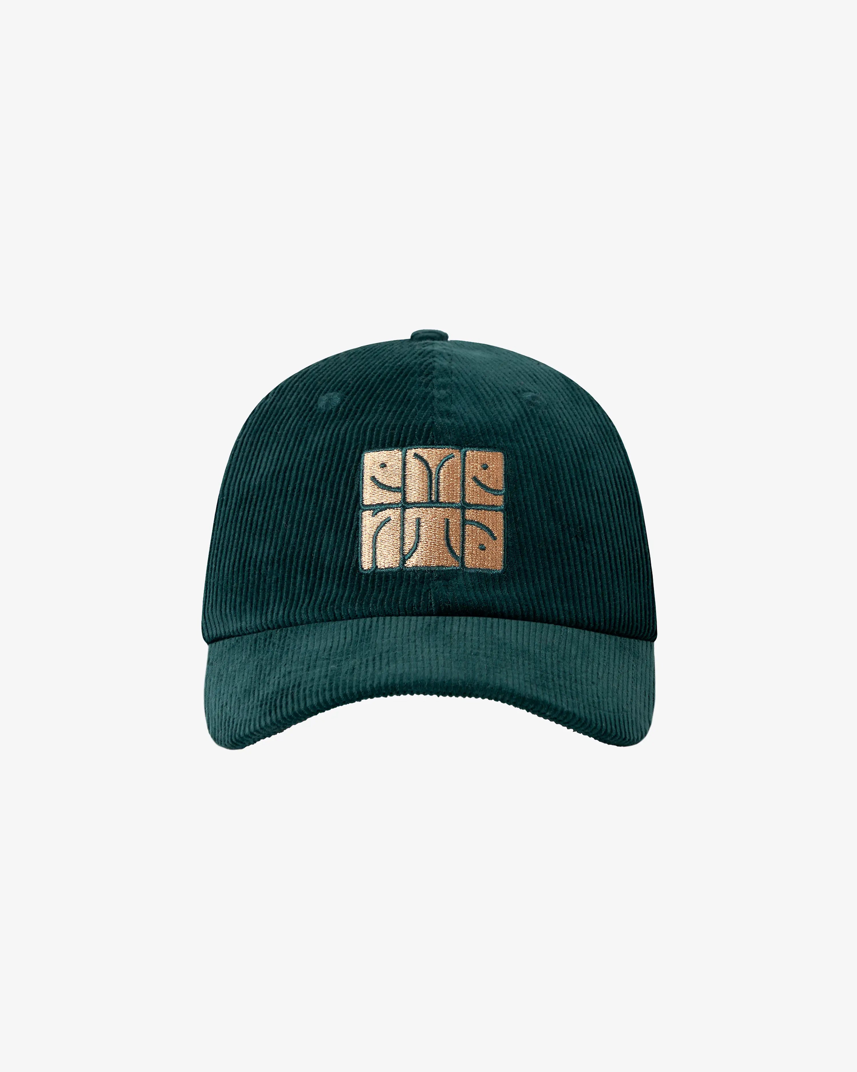 Evergreen cotton corduroy cap with embroidered Totem graphic
